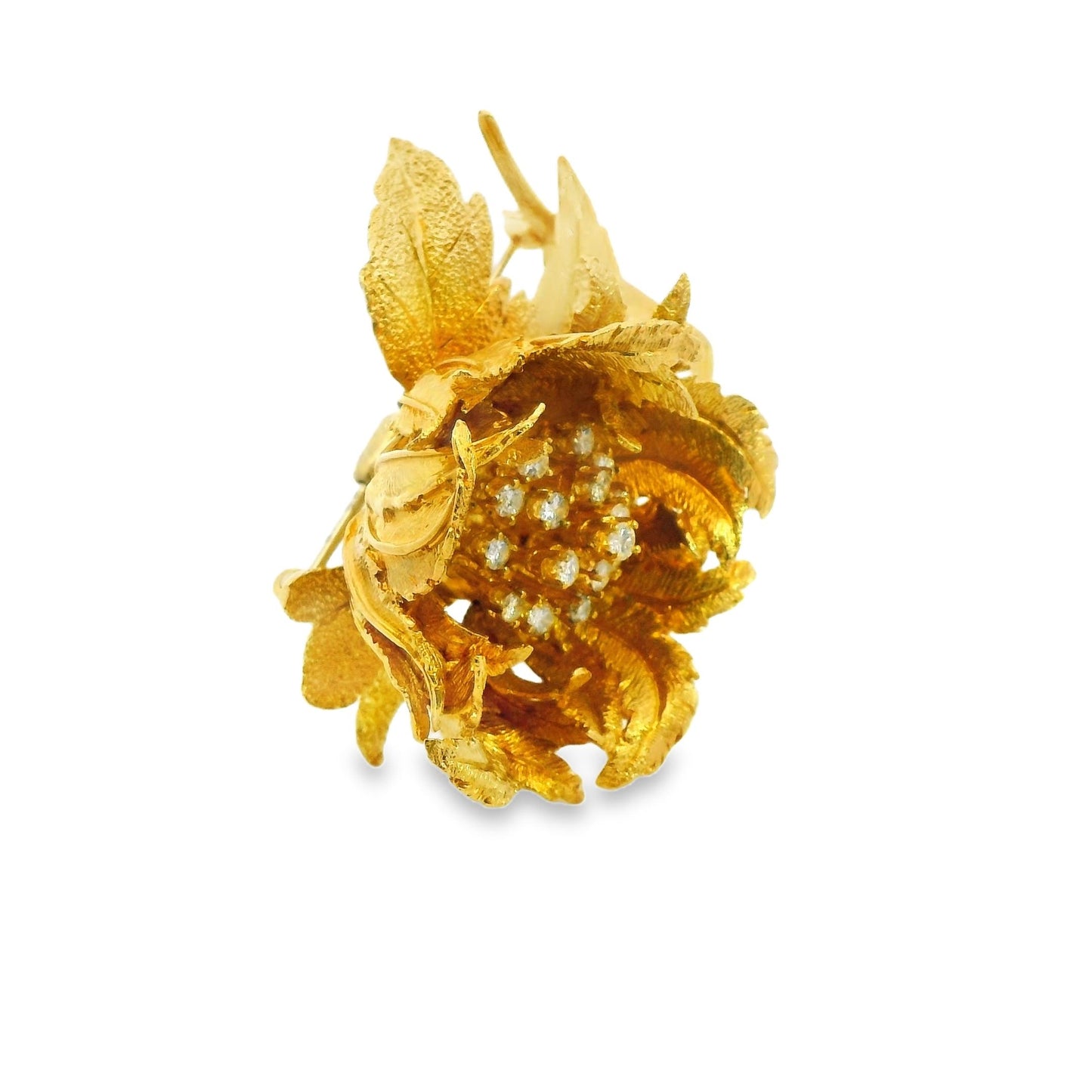 1cttw. White Diamond Hammerman Brothers Brooch in 18k Yellow Gold 31.56g.