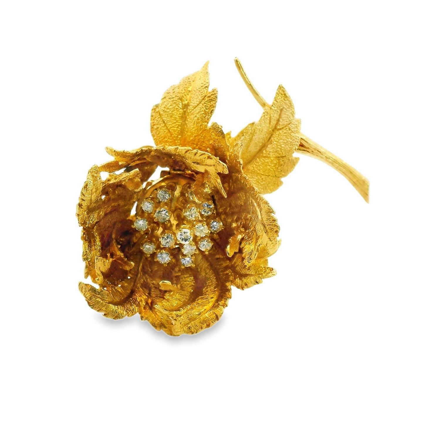 1cttw. White Diamond Hammerman Brothers Brooch in 18k Yellow Gold 31.56g.