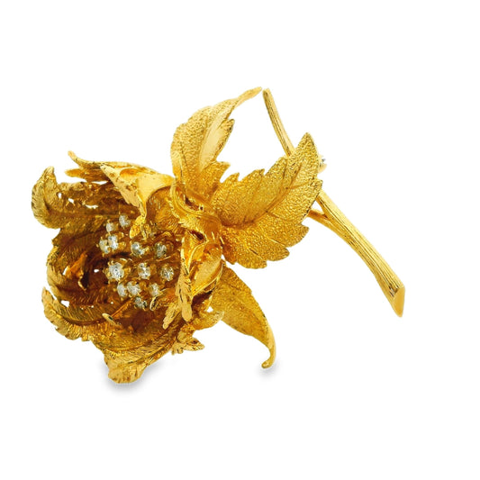 1cttw. White Diamond Hammerman Brothers Brooch in 18k Yellow Gold 31.56g.