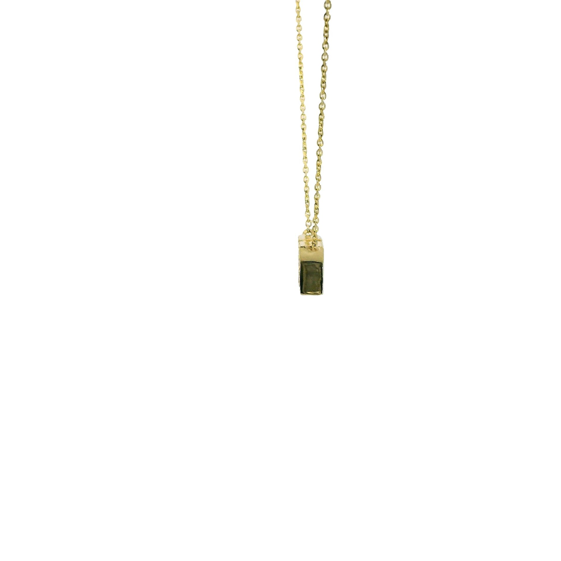 14k Yellow Gold "H" Diamond Pendant Necklace 1.97g. 16"