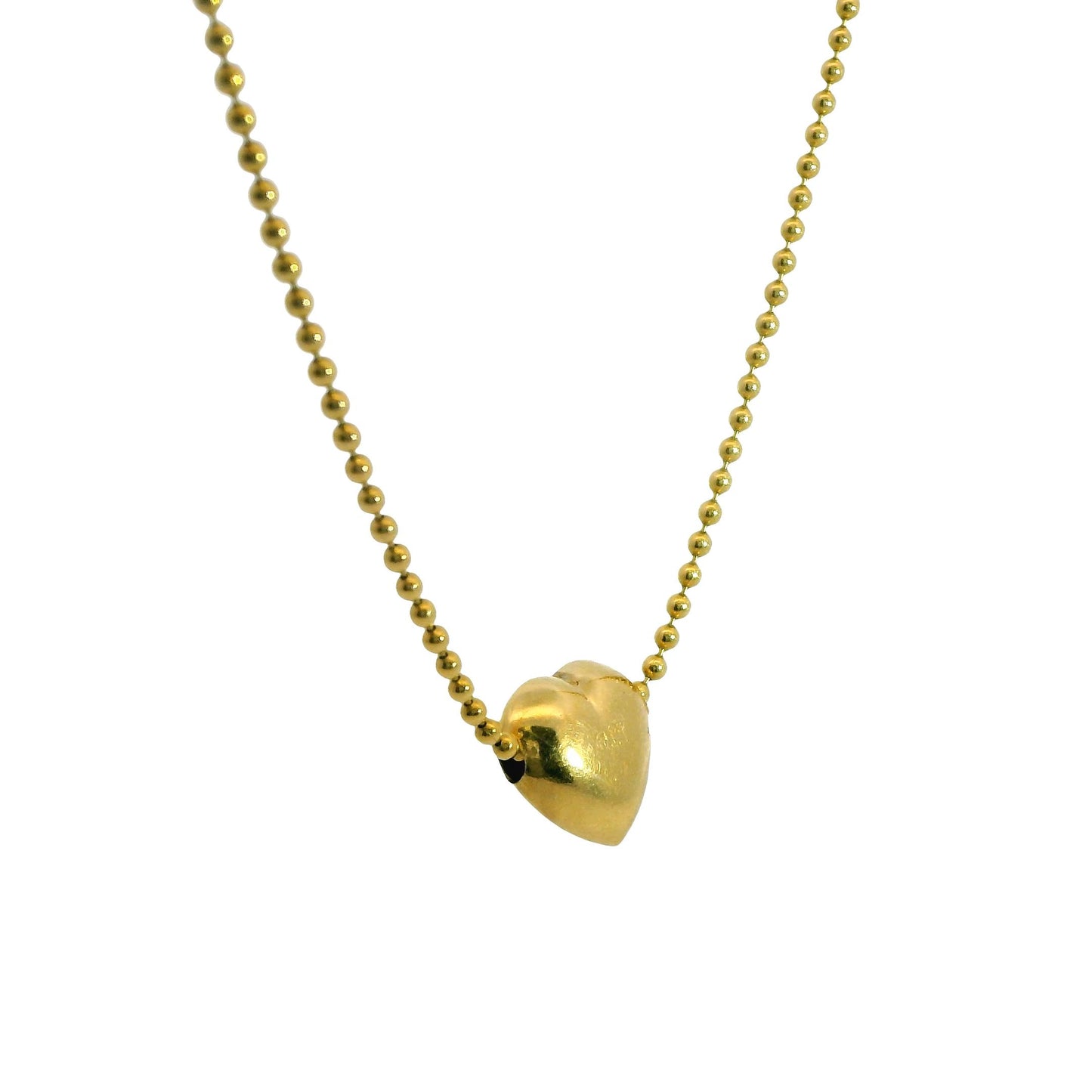 14k Yellow Gold Puffy Heart Pendant Necklace 14"