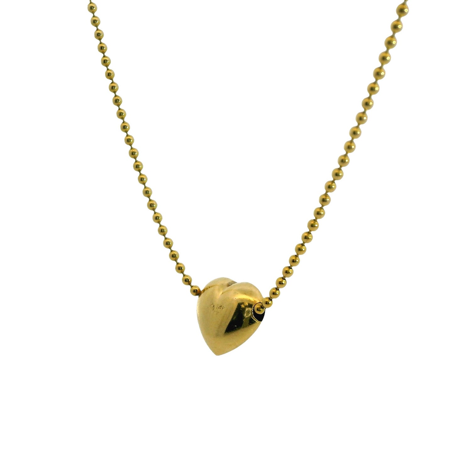 14k Yellow Gold Puffy Heart Pendant Necklace 14"