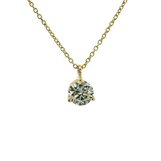 0.85ct. White Diamond Solitarie Pendant Necklace in 14k Yellow Gold 2.44g.