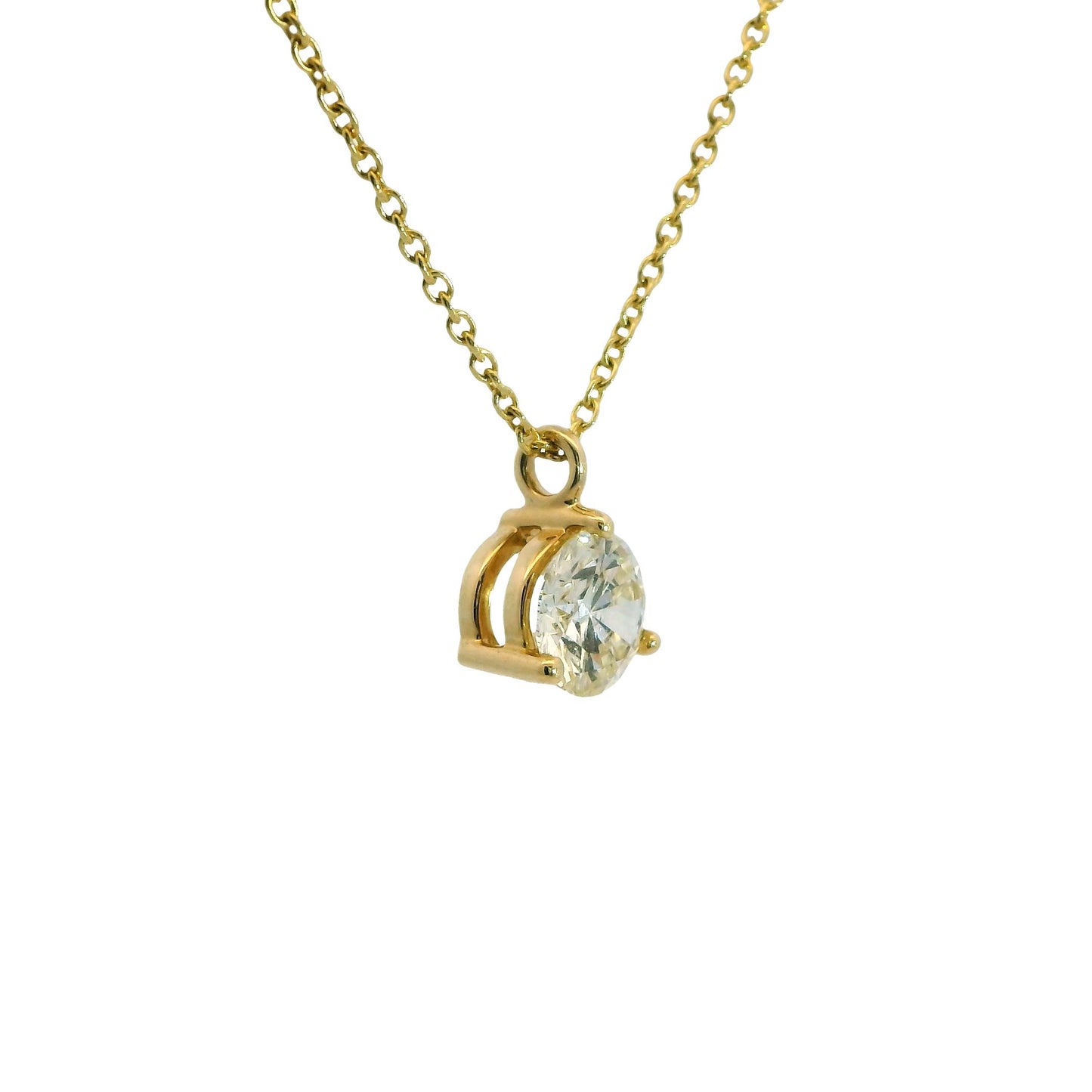 0.85ct. White Diamond Solitarie Pendant Necklace in 14k Yellow Gold 2.44g.