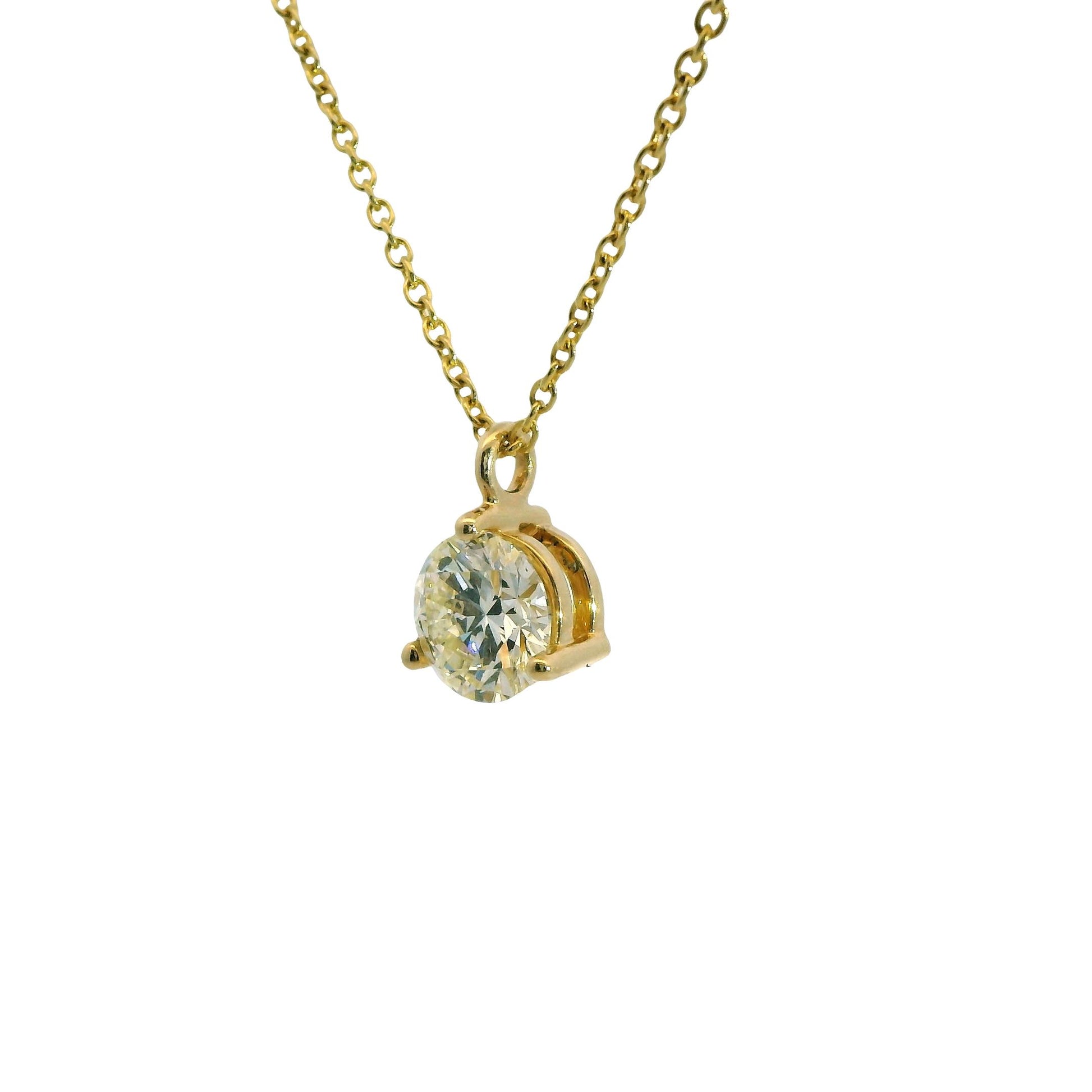 0.85ct. White Diamond Solitarie Pendant Necklace in 14k Yellow Gold 2.44g.
