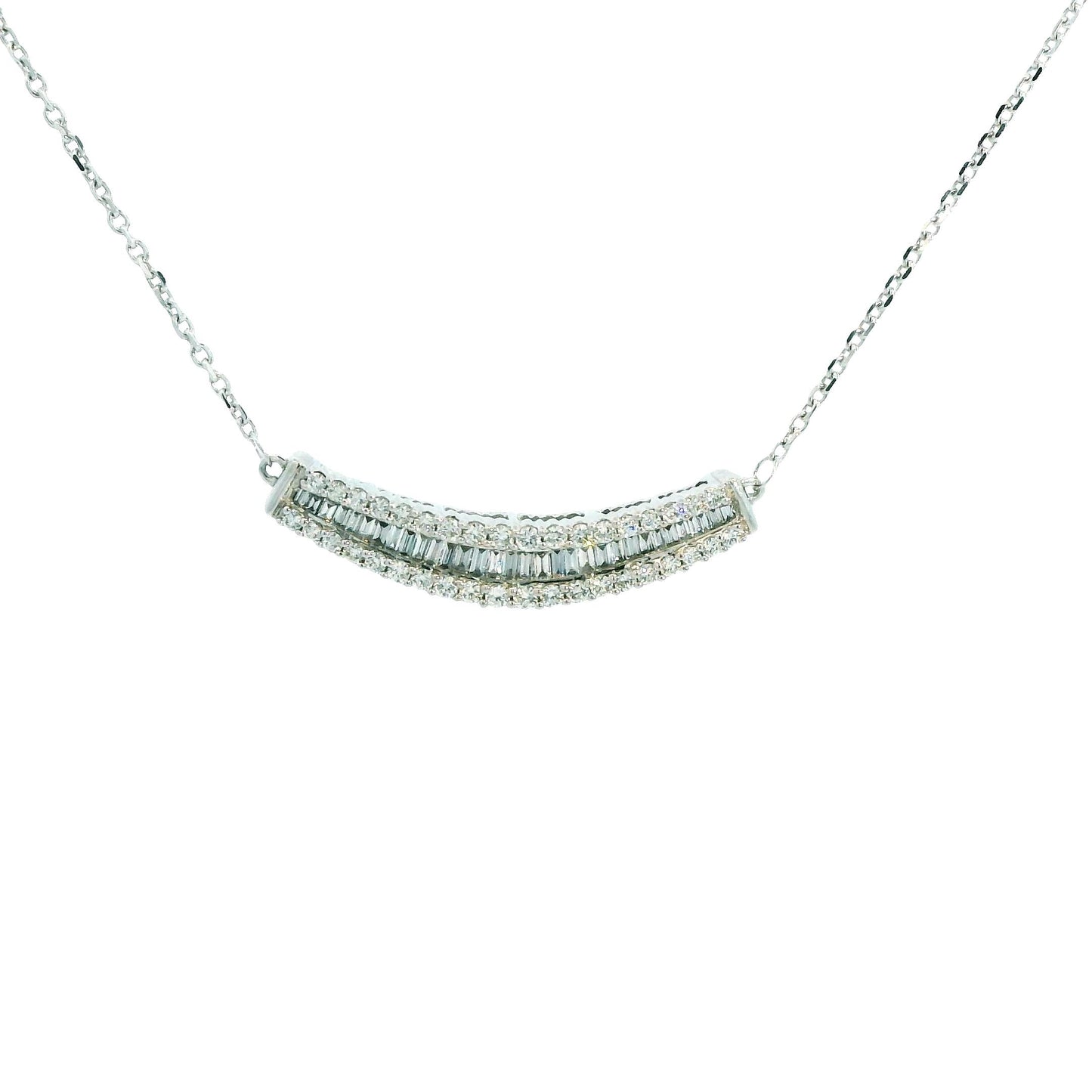 0.70cttw. White Diamond Pendant Necklace in 14k White Gold 18" 5.70g.