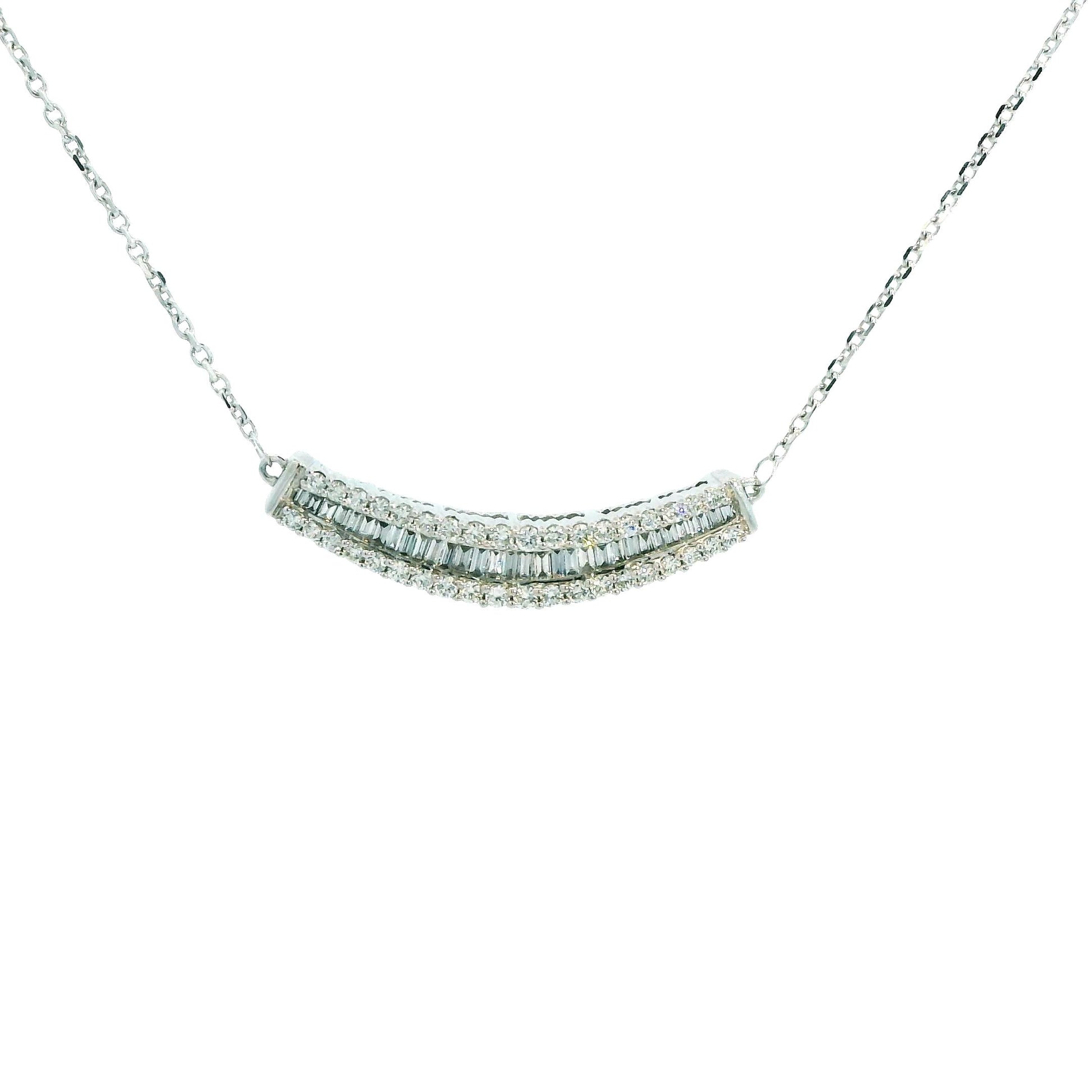 0.70cttw. White Diamond Pendant Necklace in 14k White Gold 18" 5.70g.