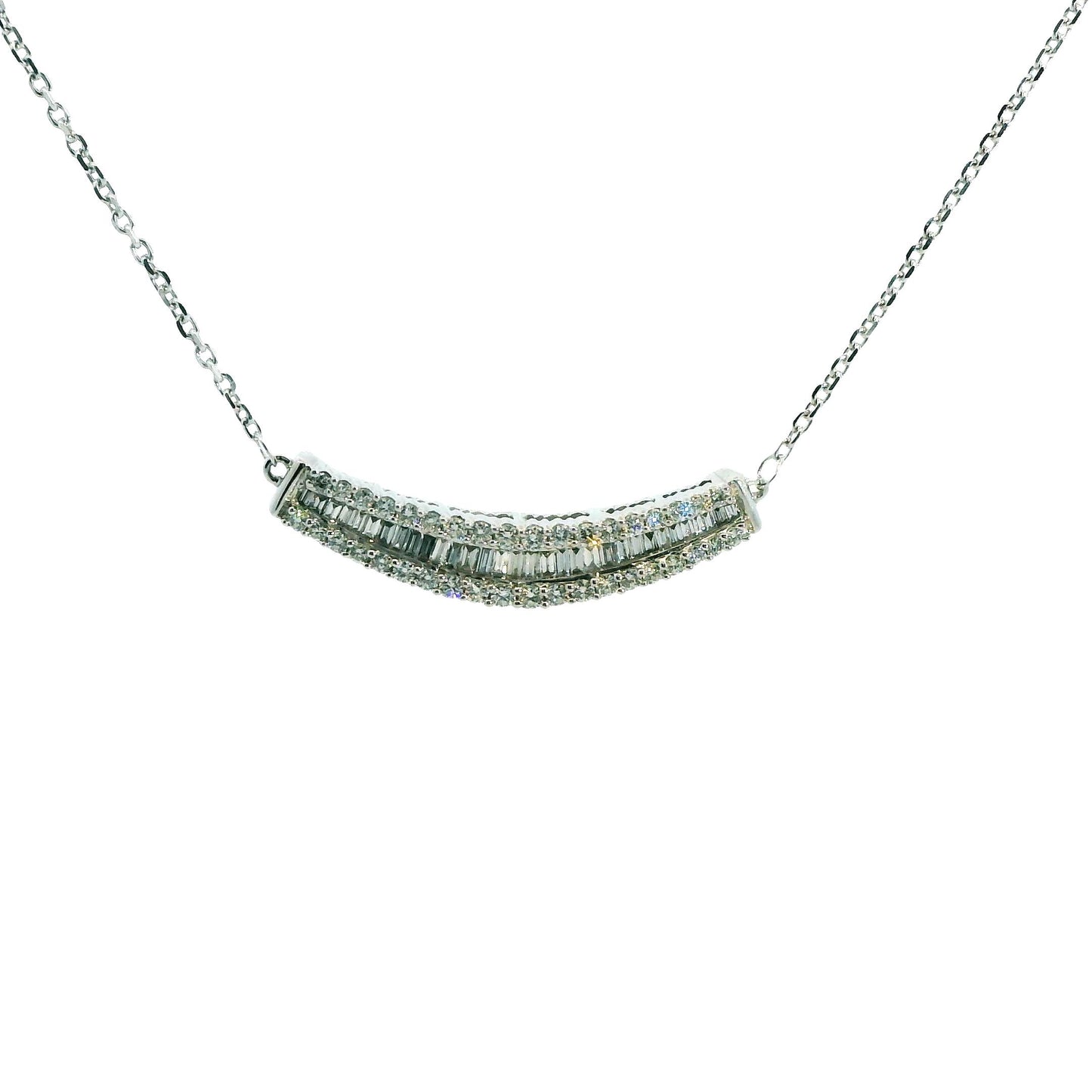 0.70cttw. White Diamond Pendant Necklace in 14k White Gold 18" 5.70g.
