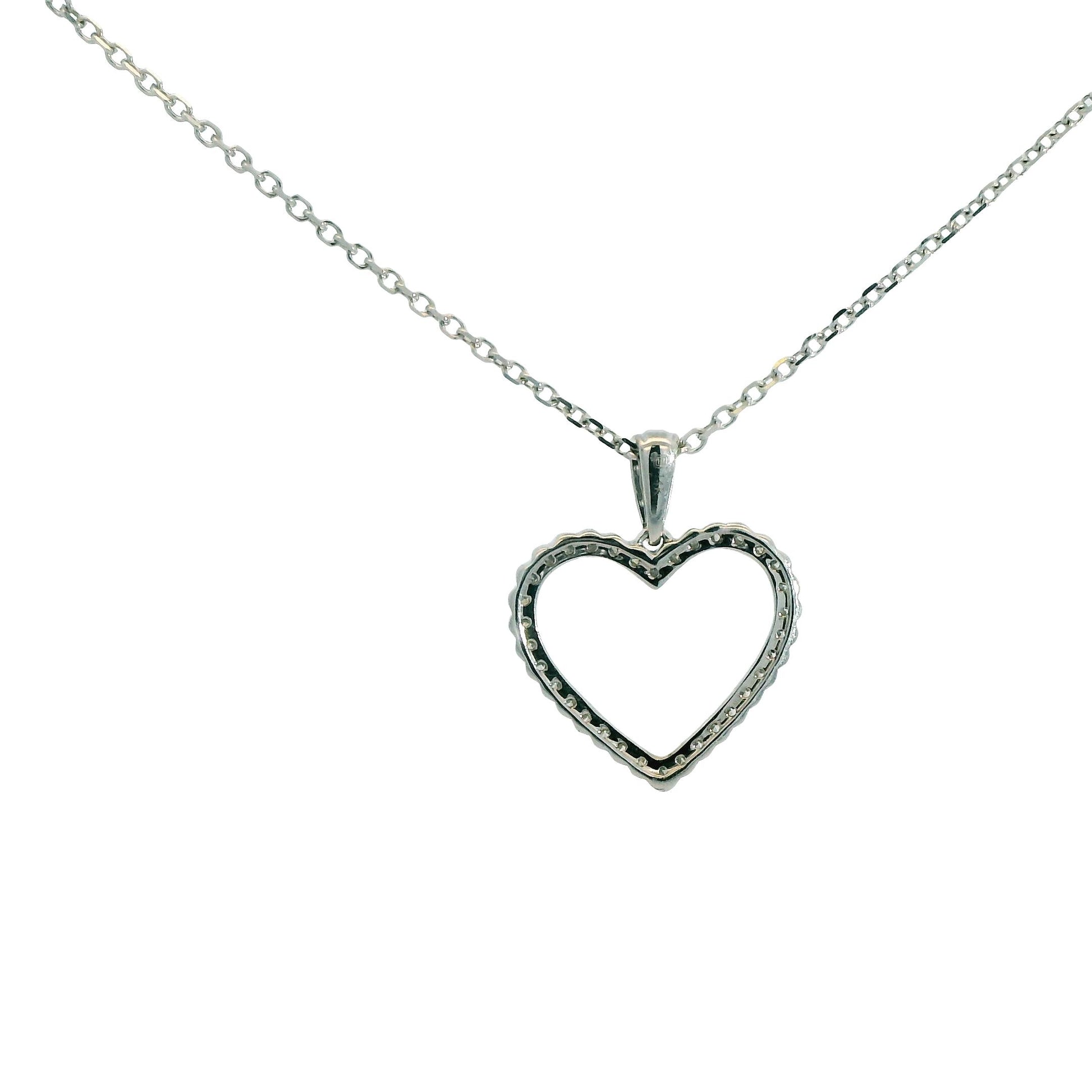 0.50cttw. White Diamond Heart Shape Pendant in 14k White Gold 18" 3.30g.