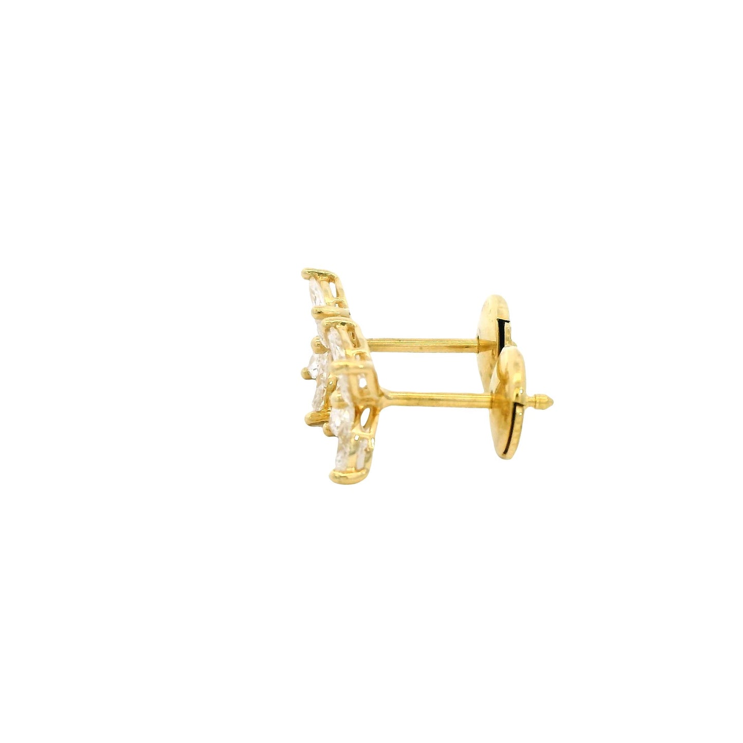 0.64cttw. White Diamond Flower Studs in 18k Yellow Gold 2.00g.