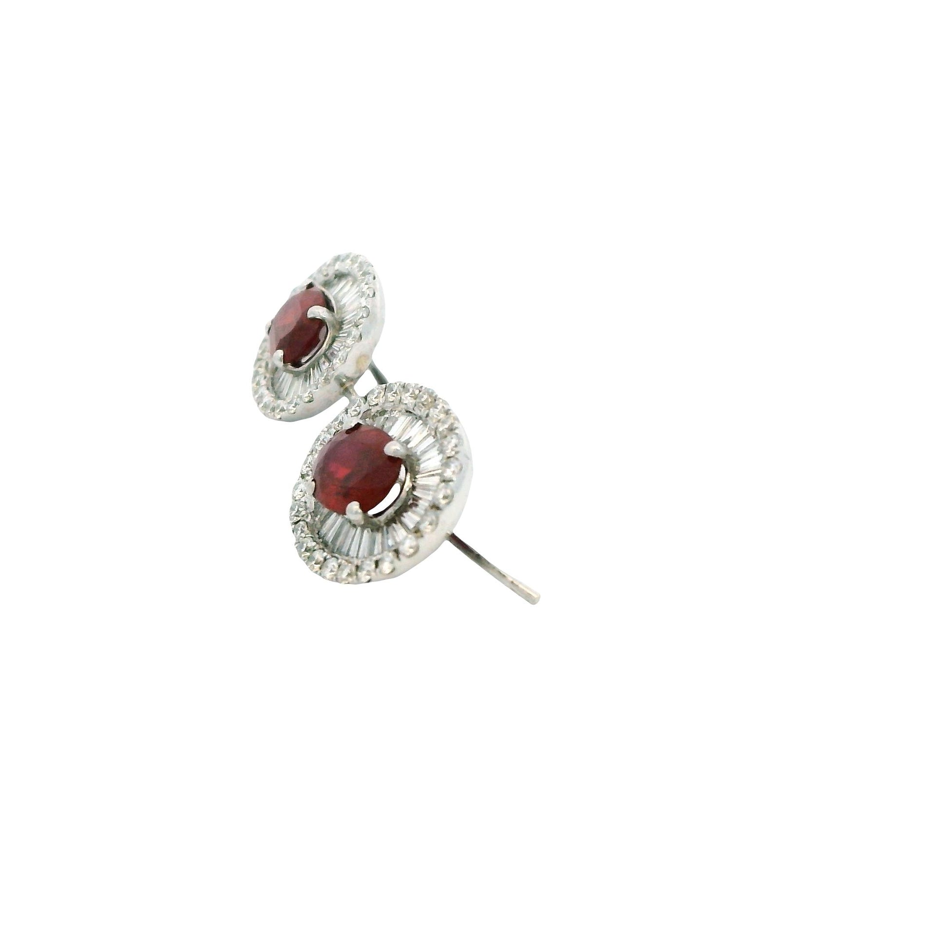 1.30cttw. Ruby & White Diamond Earrings in 18k White Gold 3.80g.