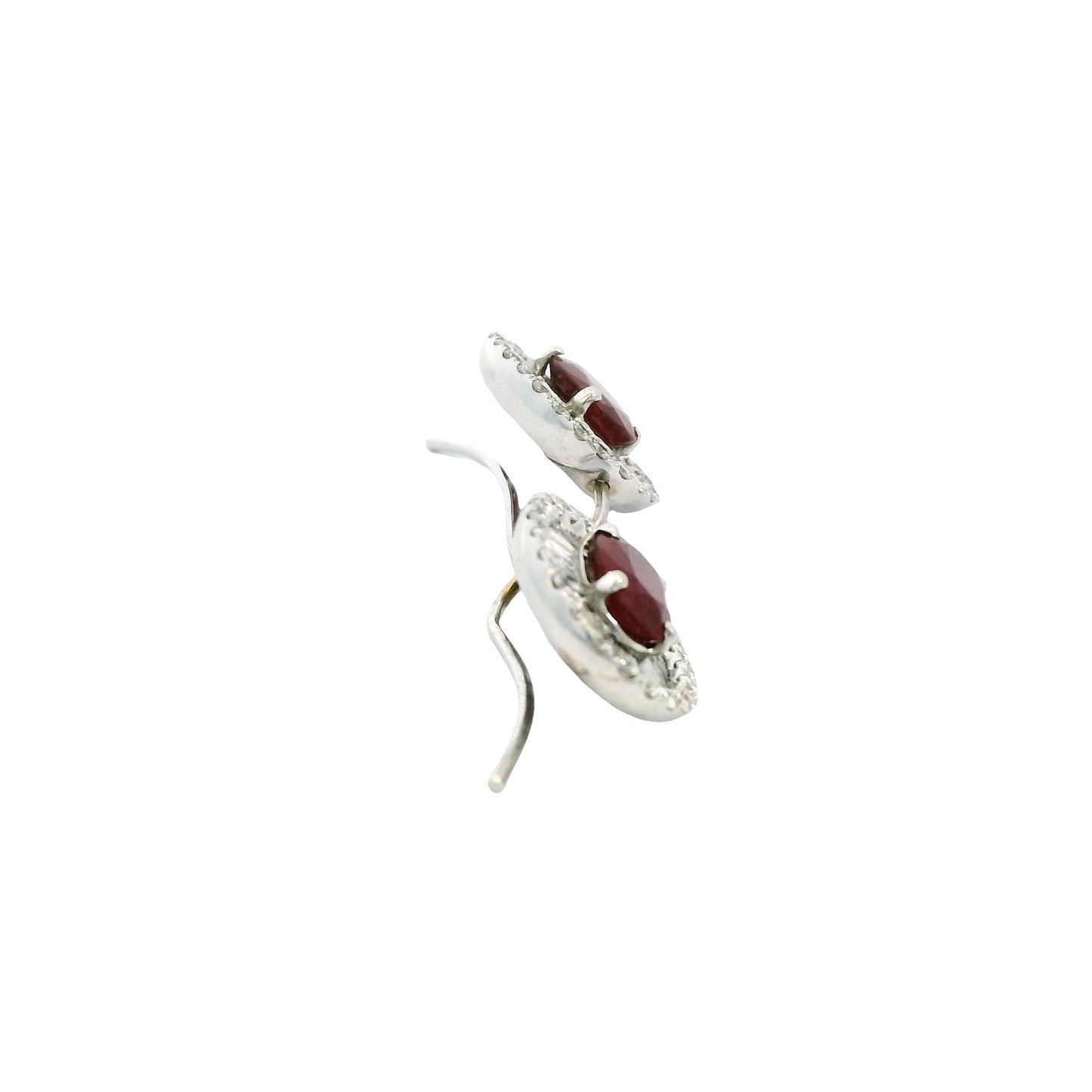 1.30cttw. Ruby & White Diamond Earrings in 18k White Gold 3.80g.