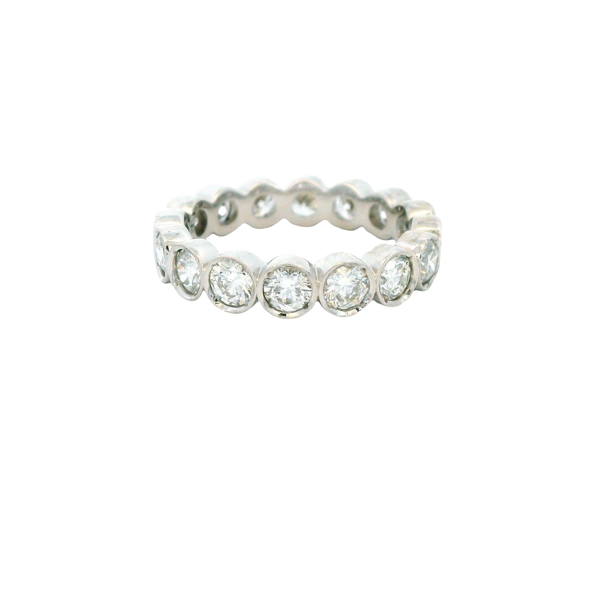 2.75cttw. Bezel Set Eternity Band Ring in 14k White Gold 5US 3.69g.