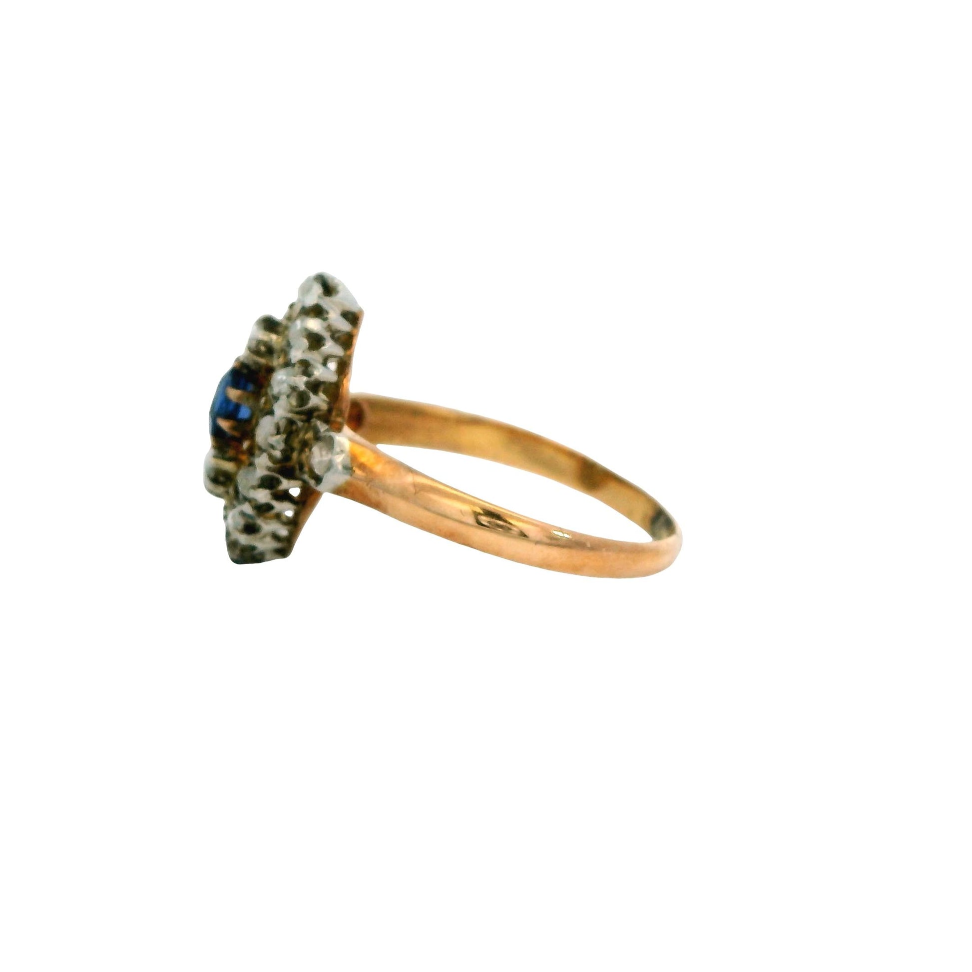 0.25ct. Blue Sapphire & 0.25ct. White Diamond Ring in 18k Rose Gold 5.75US