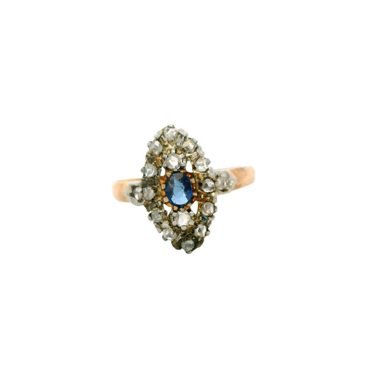 0.25ct. Blue Sapphire & 0.25ct. White Diamond Ring in 18k Rose Gold 5.75US