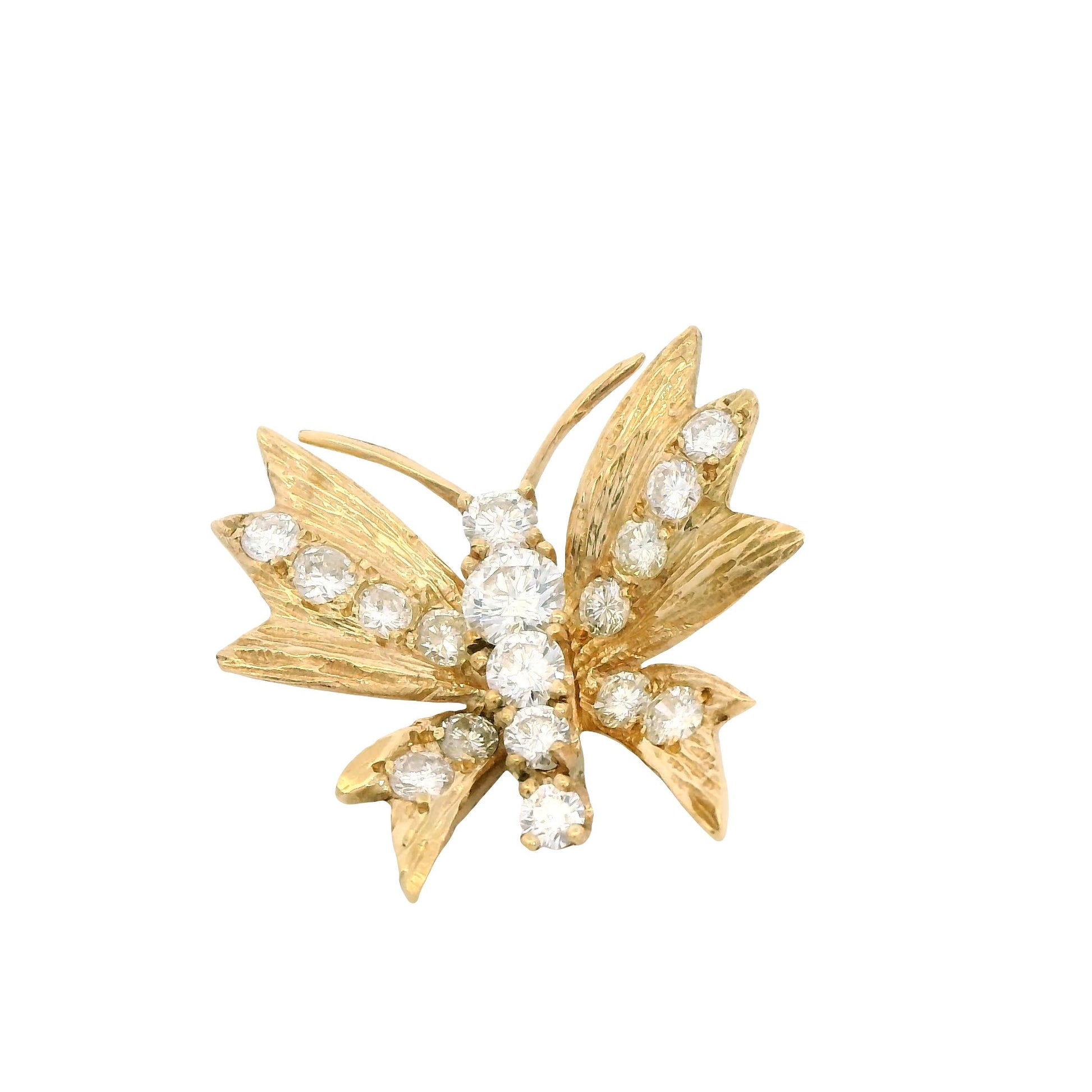 14k Yellow Gold 0.50cttw. White Diamond Butterfly Pendant 3.01g.