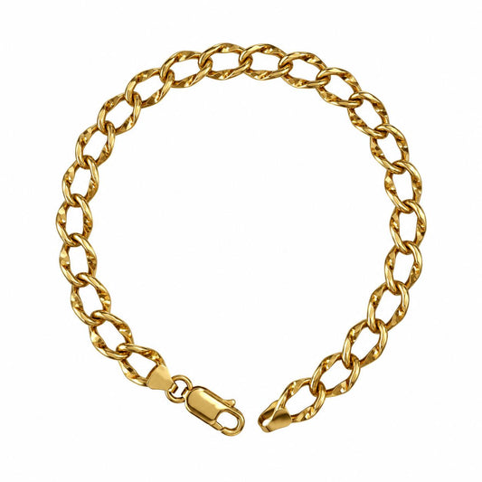 18k Yellow Gold Hollow Chain Bracelet 5.53g. 7"