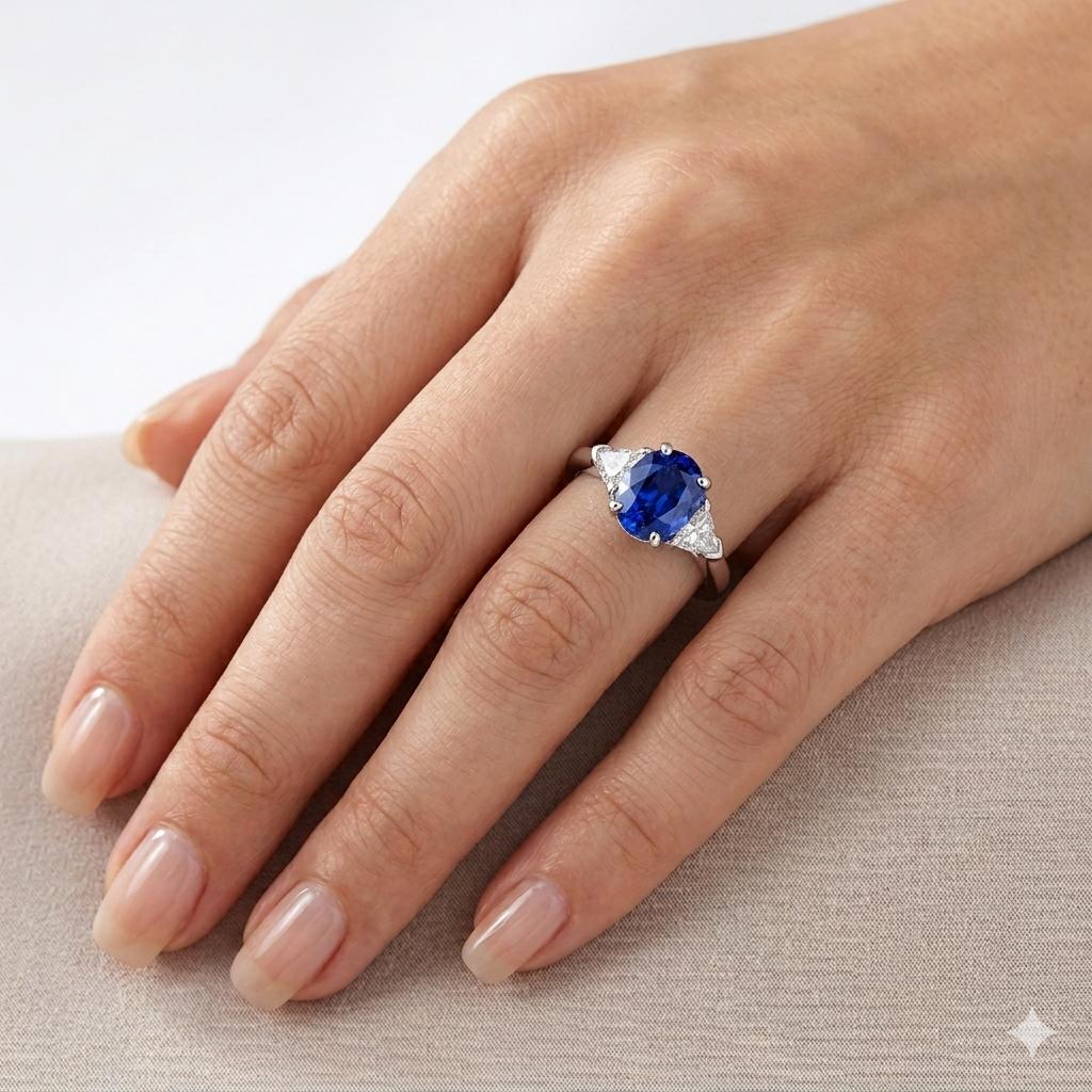 1.26ct. Blue Sapphire & 0.30cttw. White Diamond Ring in 18k White Gold 6.5US