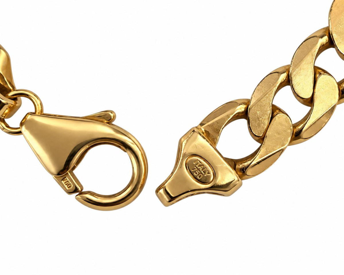 14k Yellow Gold Flat Cuban Chain Bracelet 18.16g. 7"