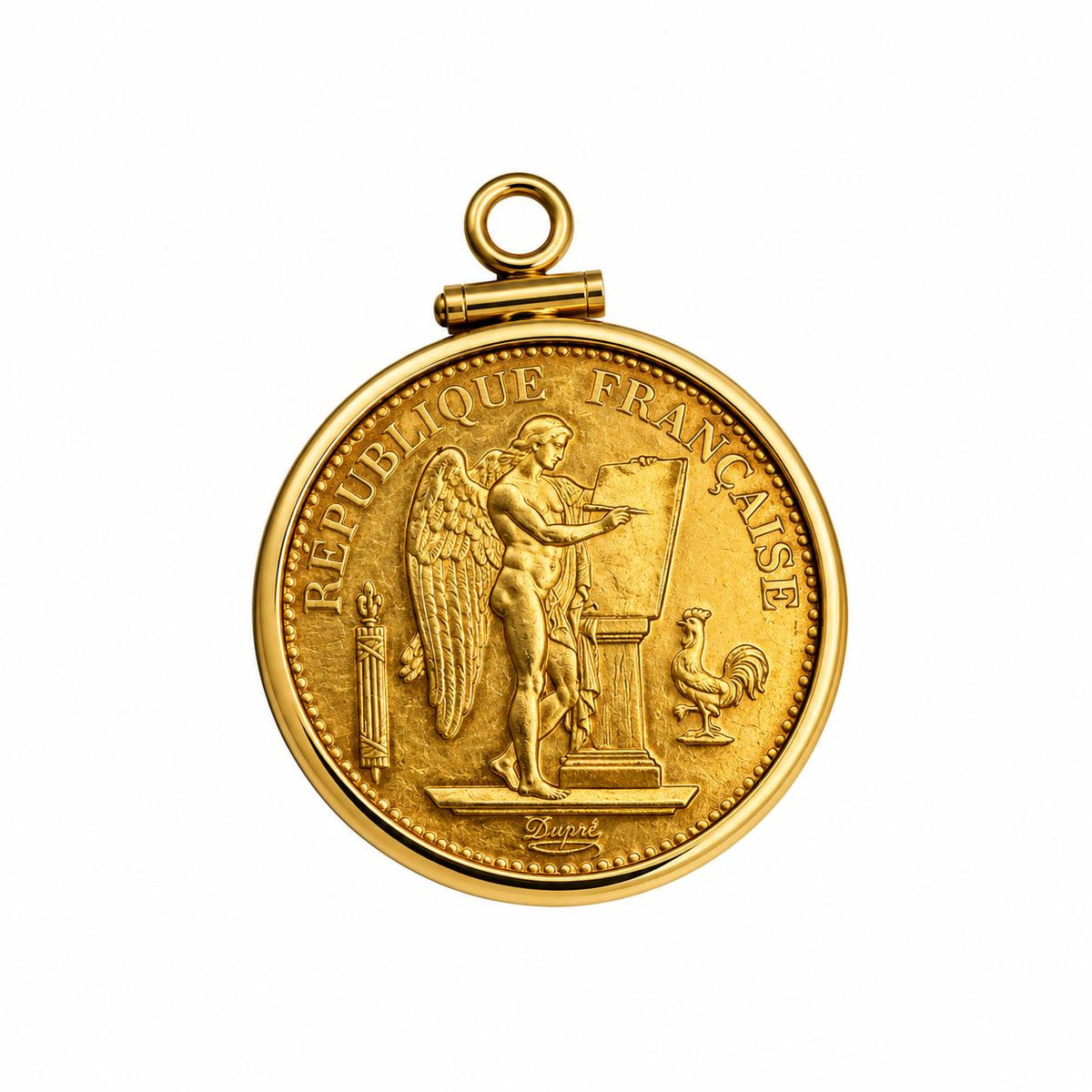 22k Yellow Gold 1889 20 French Francs Gold Coin Ceres &14k Bezel Pendant 7.58g.