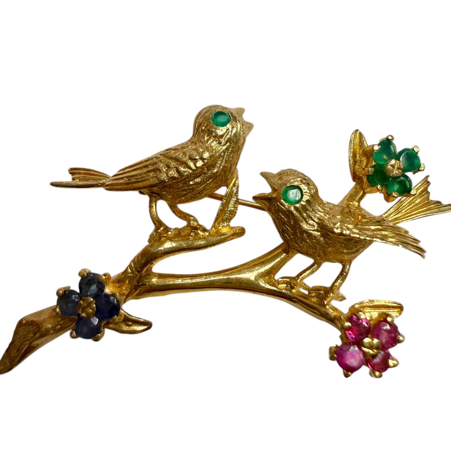 14k Yellow Gold "Birds on branch" Brooch 7.65g.
