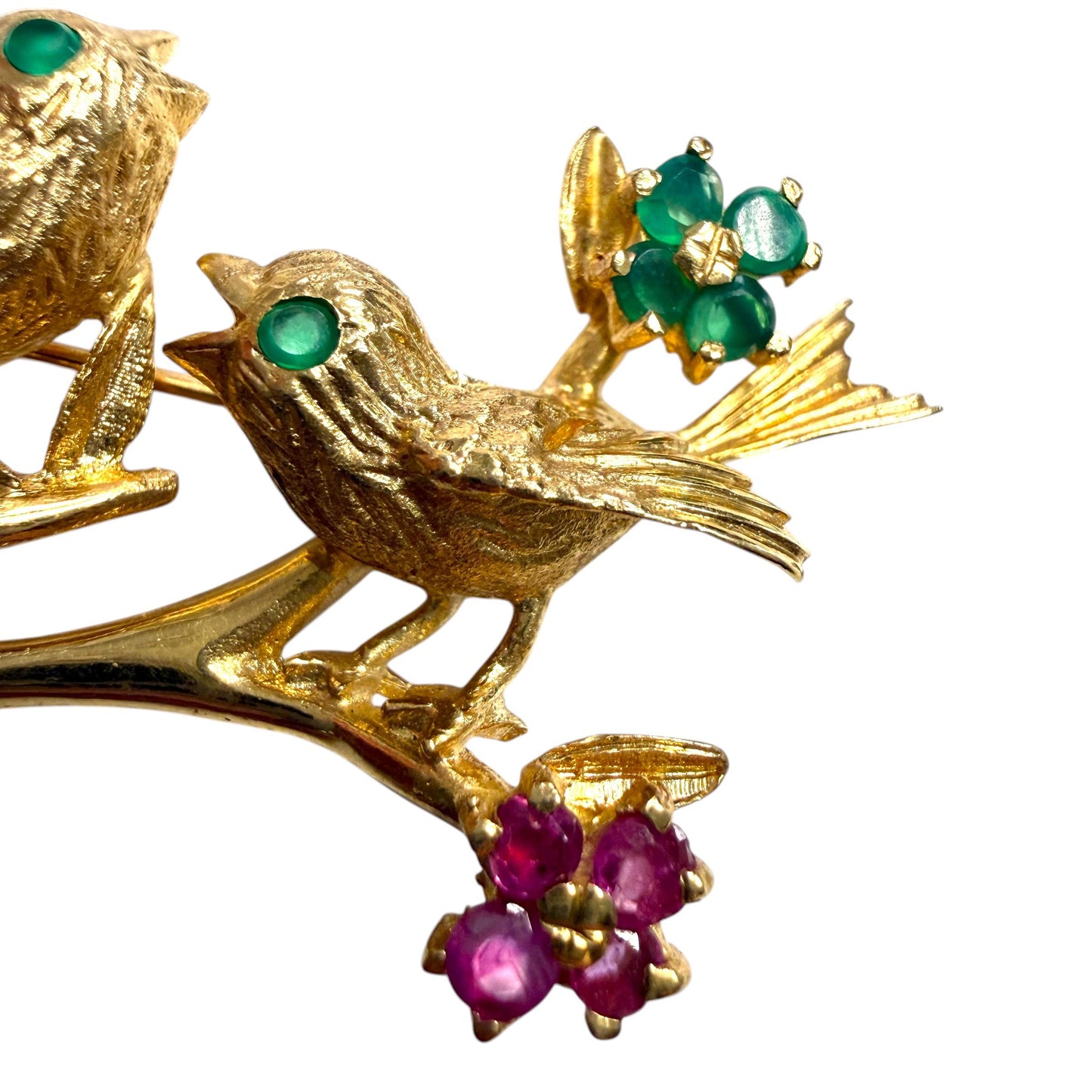 14k Yellow Gold "Birds on branch" Brooch 7.65g.