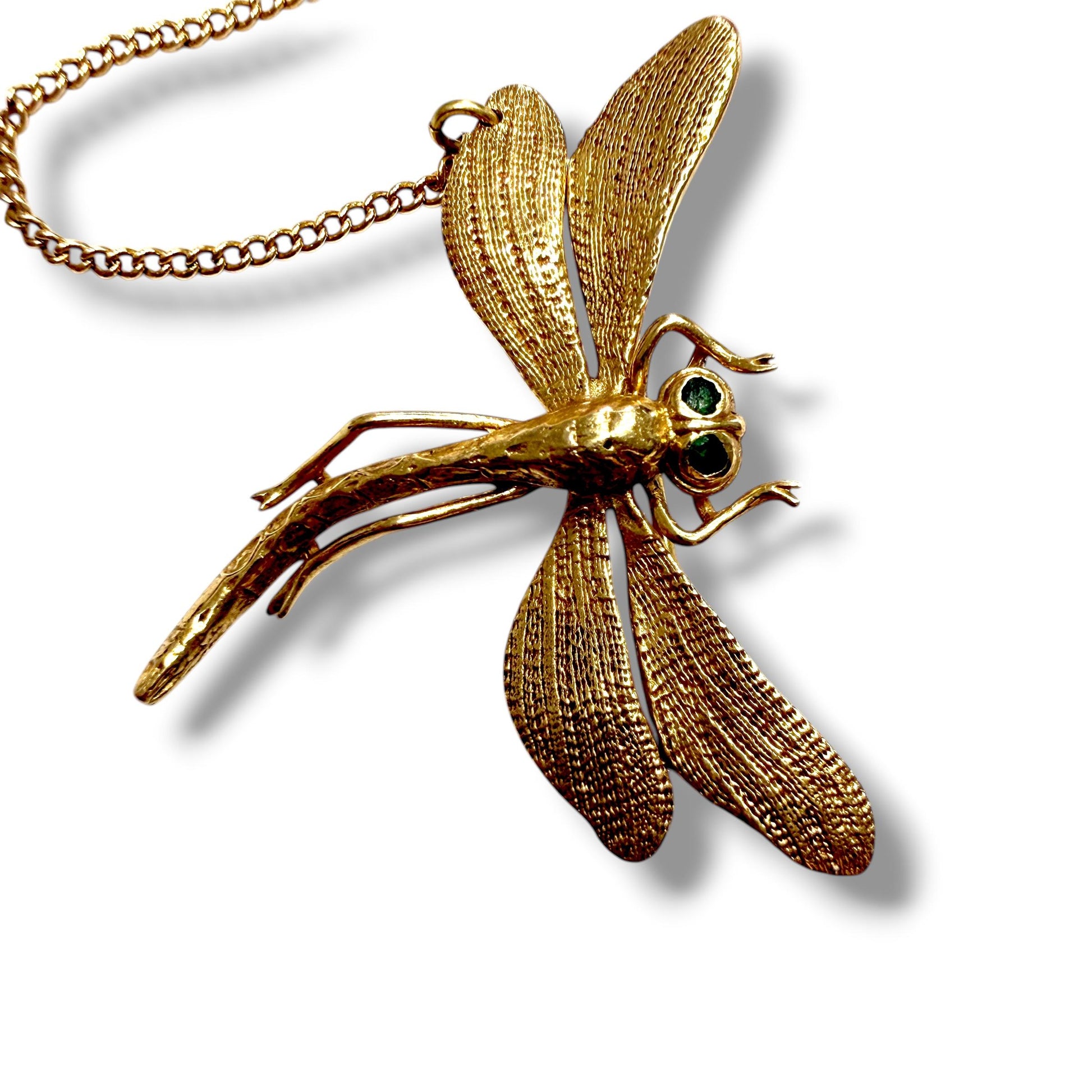 Vintage 14k Yellow Gold Doubele Dragonfly Brooch 8.6g.