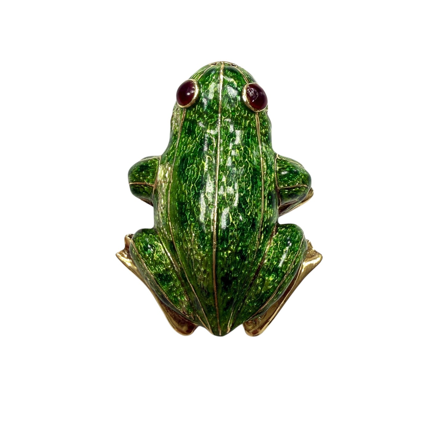 18k Yellow Gold Enamel Frog Brooch 23.8g