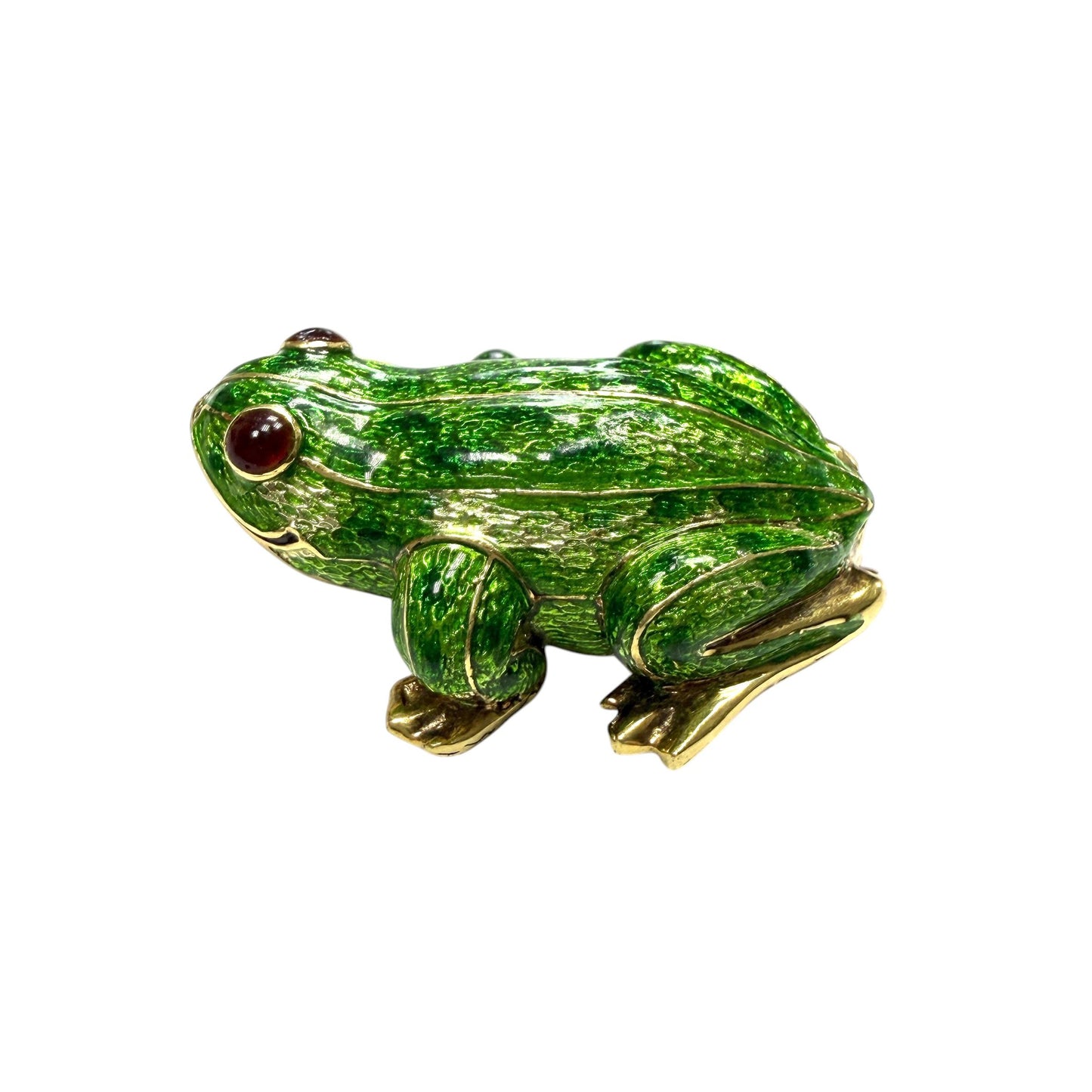 18k Yellow Gold Enamel Frog Brooch 23.8g