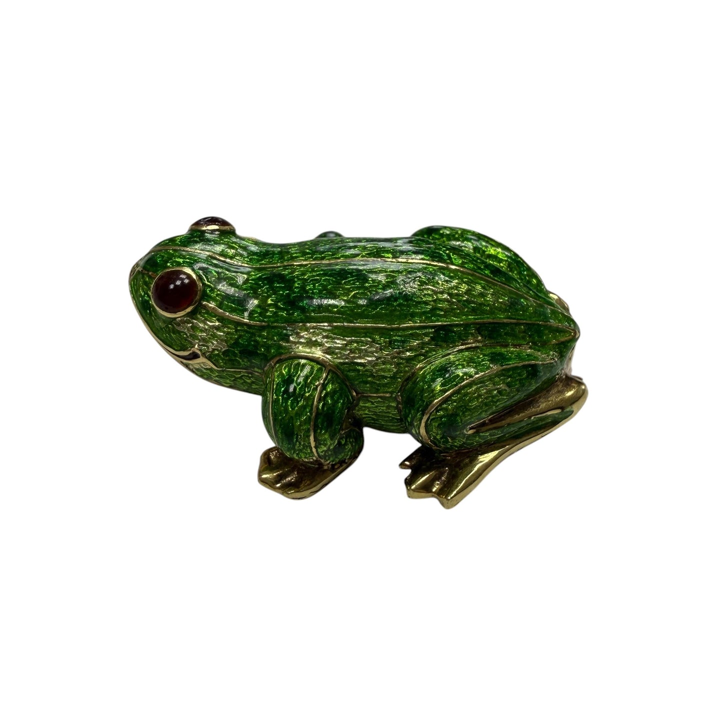 18k Yellow Gold Enamel Frog Brooch 23.8g