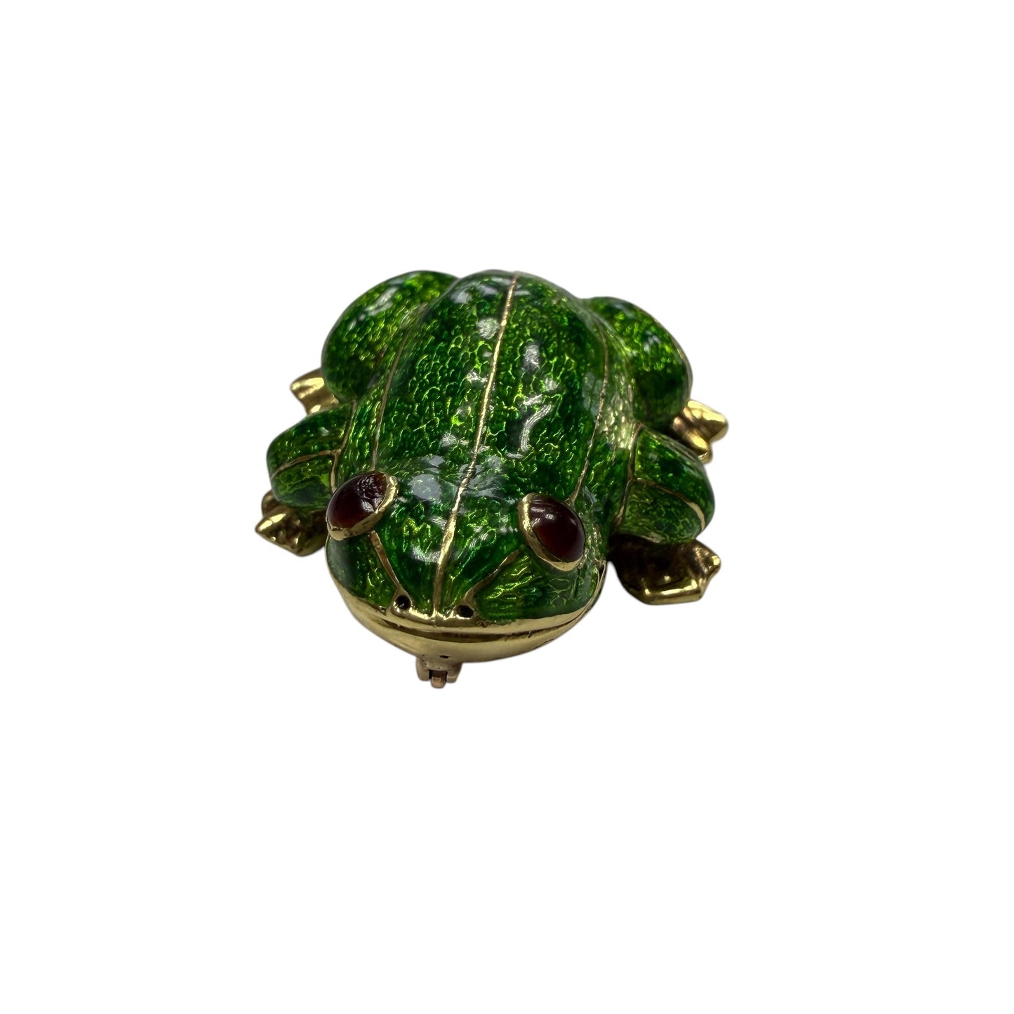 18k Yellow Gold Enamel Frog Brooch 23.8g