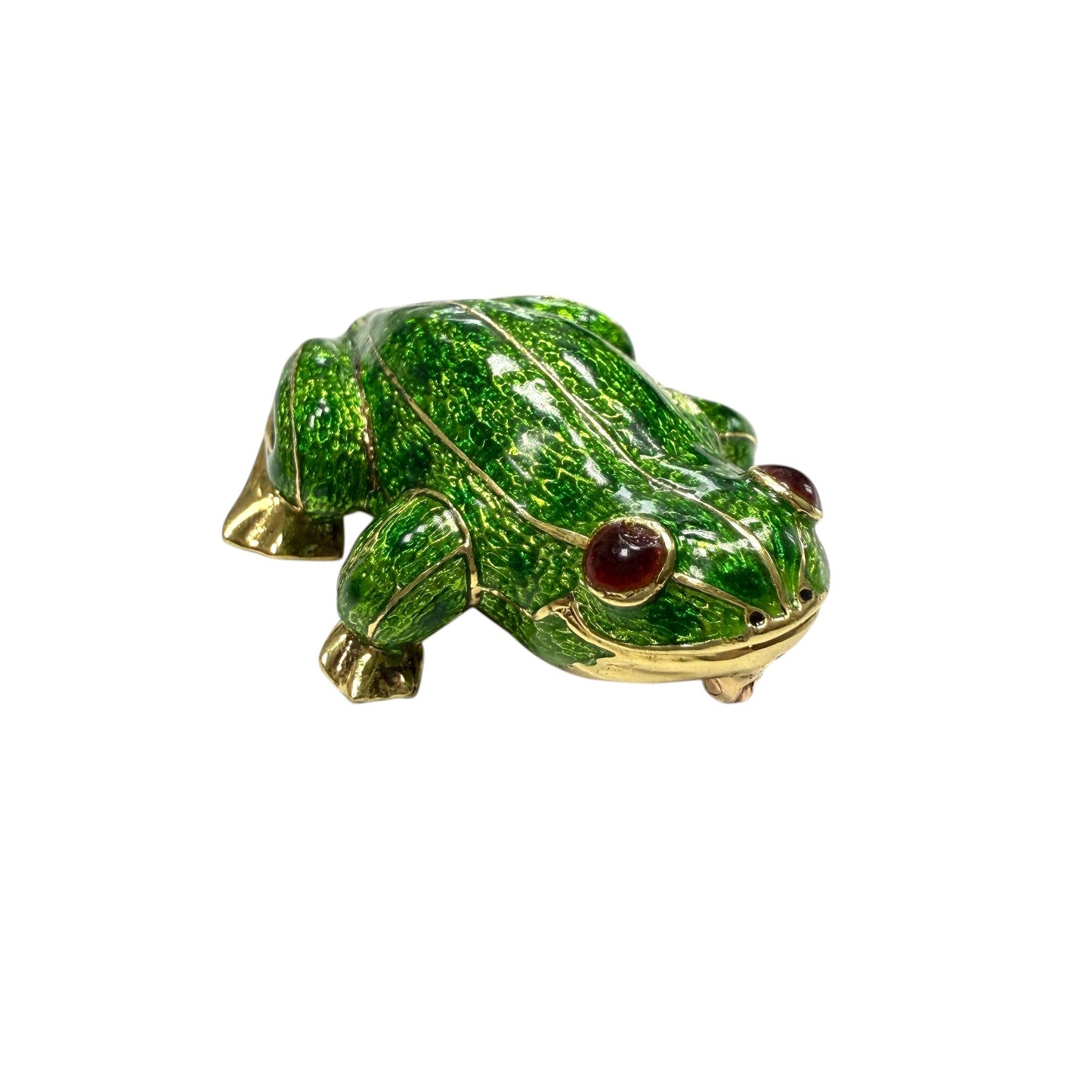18k Yellow Gold Enamel Frog Brooch 23.8g