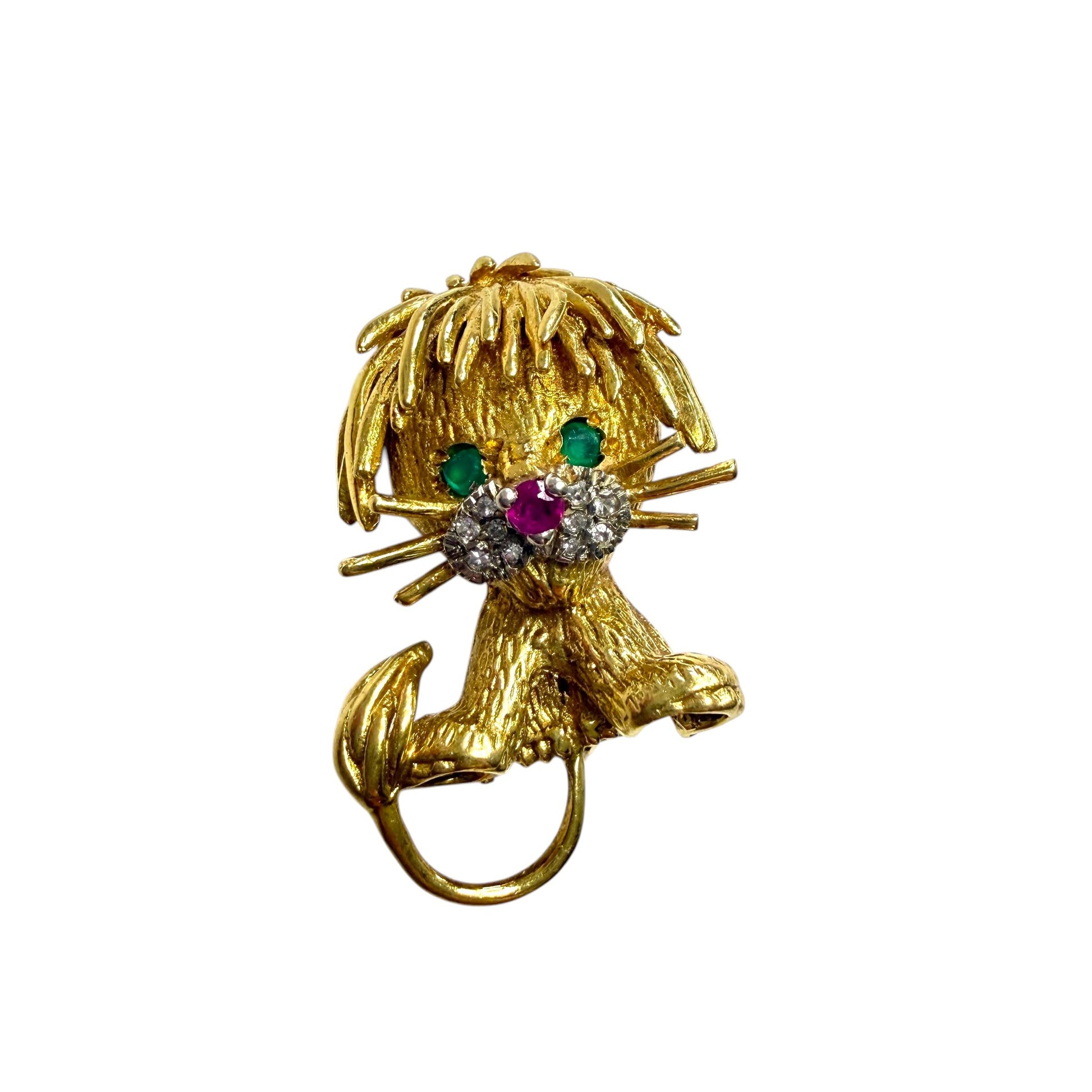 Vintage 18k Yellow Gold Hammerman Brothers Lion Brooch 10g.