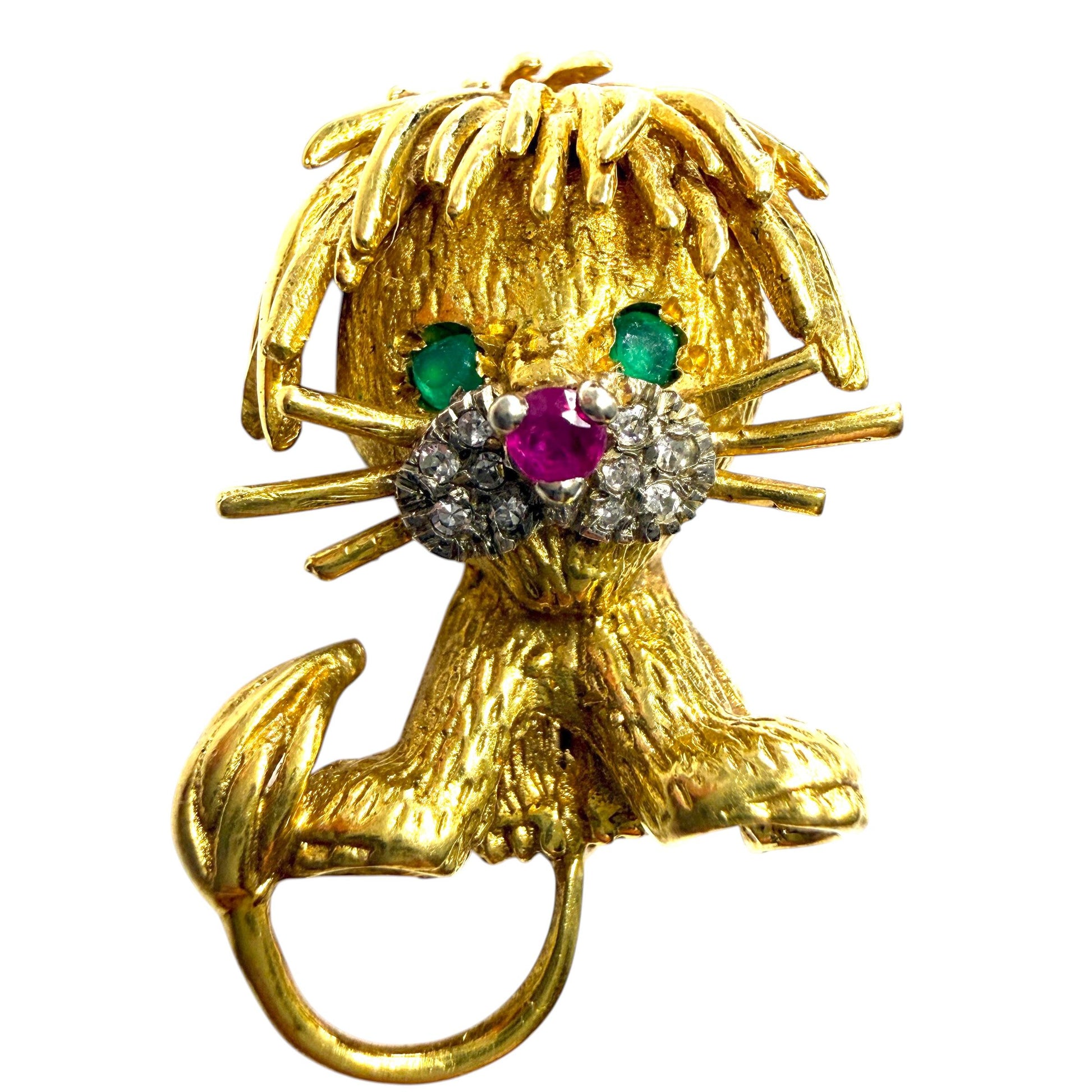 Vintage 18k Yellow Gold Hammerman Brothers Lion Brooch 10g.