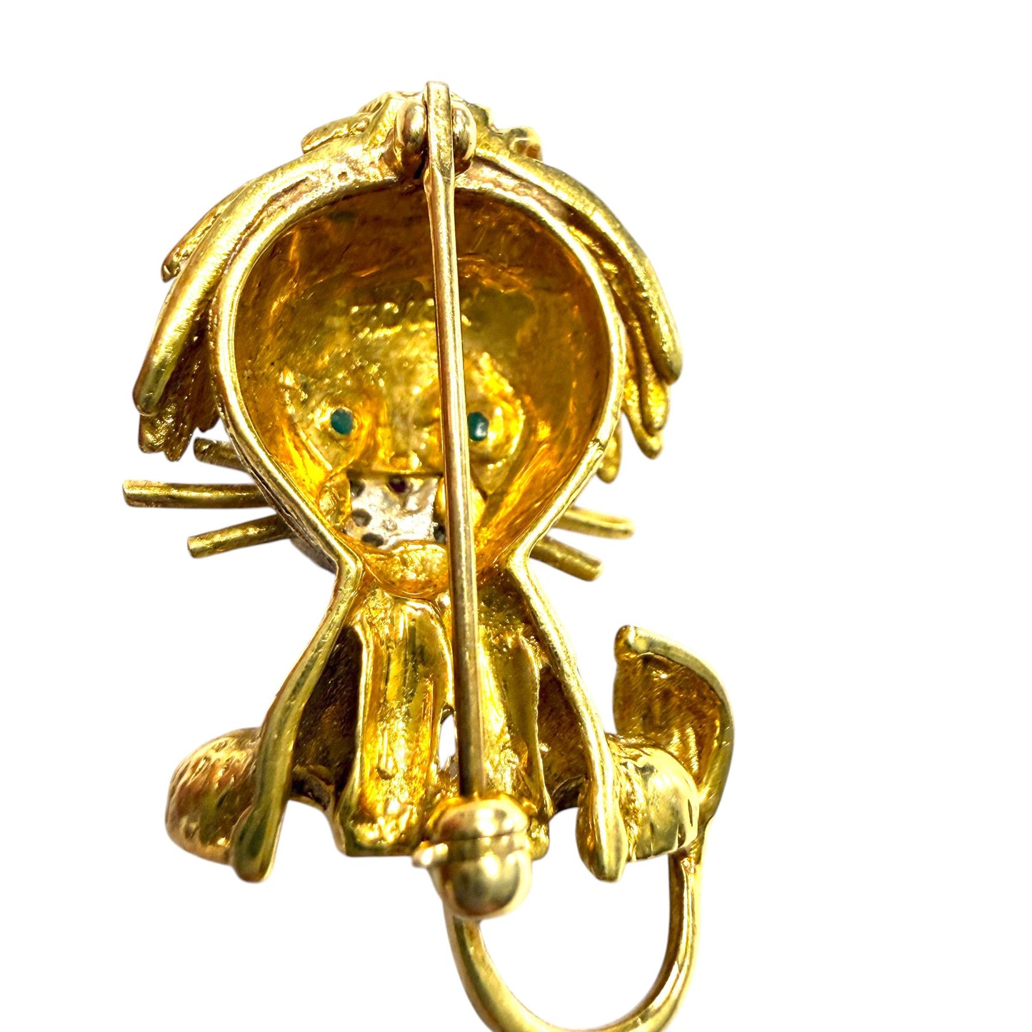 Vintage 18k Yellow Gold Hammerman Brothers Lion Brooch 10g.