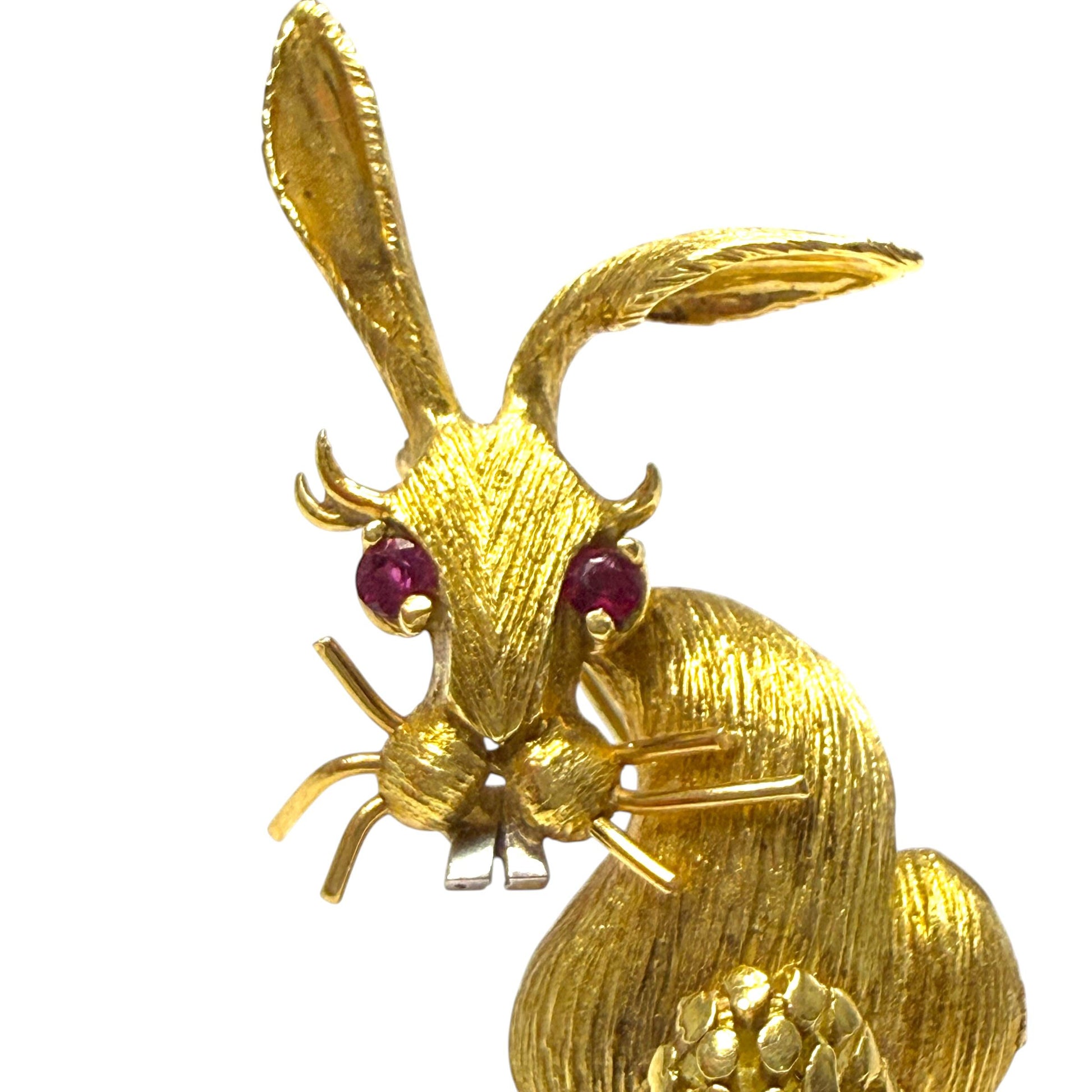 18k Yellow Gold Rabbit Hammerman Brothers Brooch 15.84g.