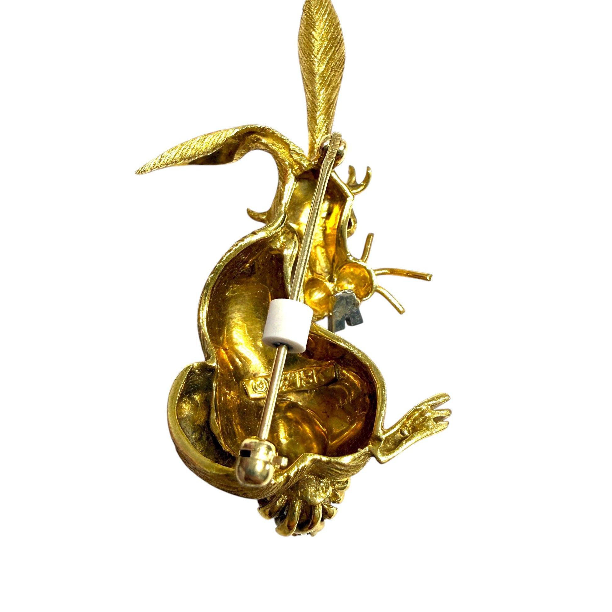 18k Yellow Gold Rabbit Hammerman Brothers Brooch 15.84g.