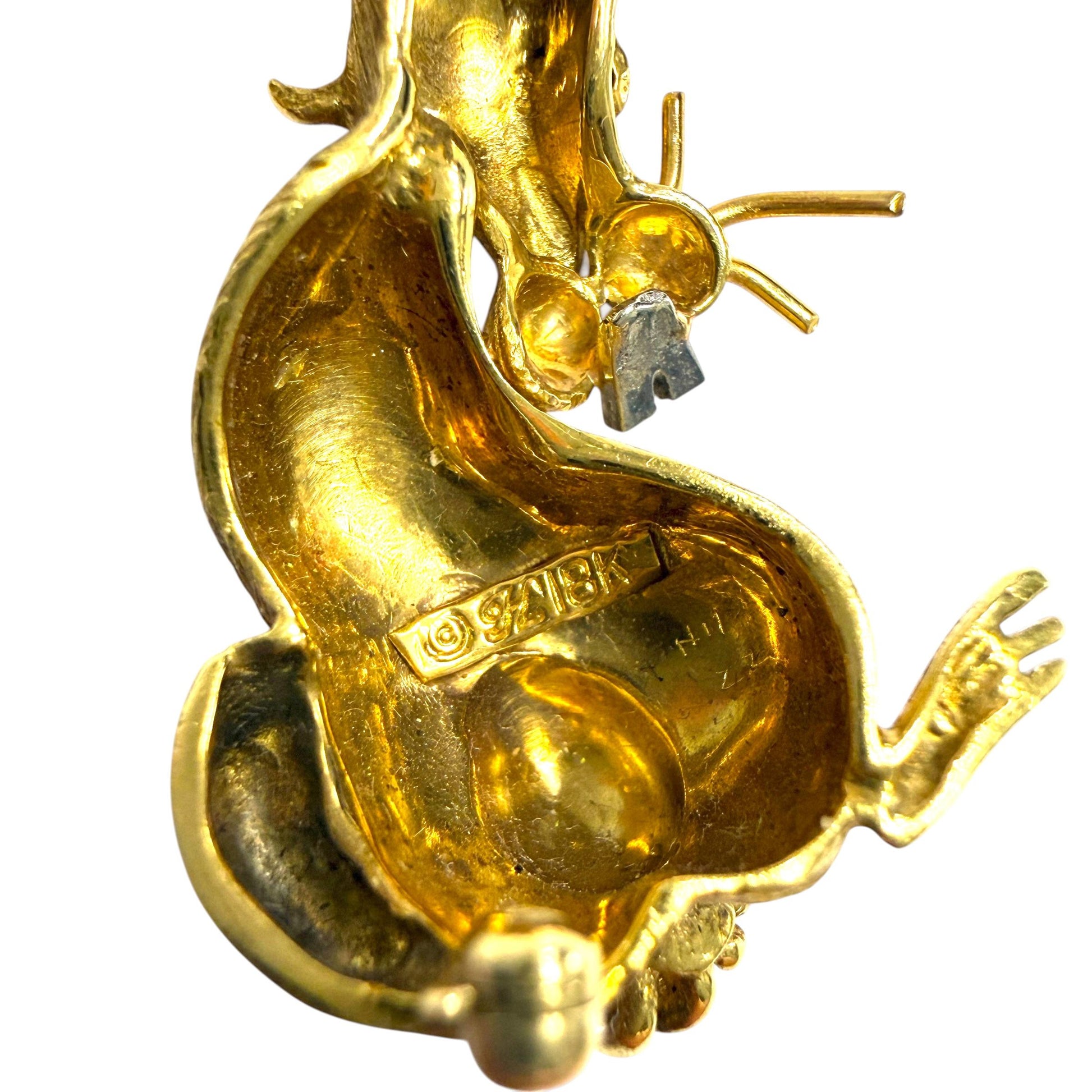 18k Yellow Gold Rabbit Hammerman Brothers Brooch 15.84g.