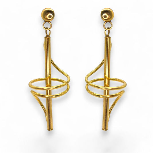 14K Yellow Gold Drop Twist Earrings 5.3g