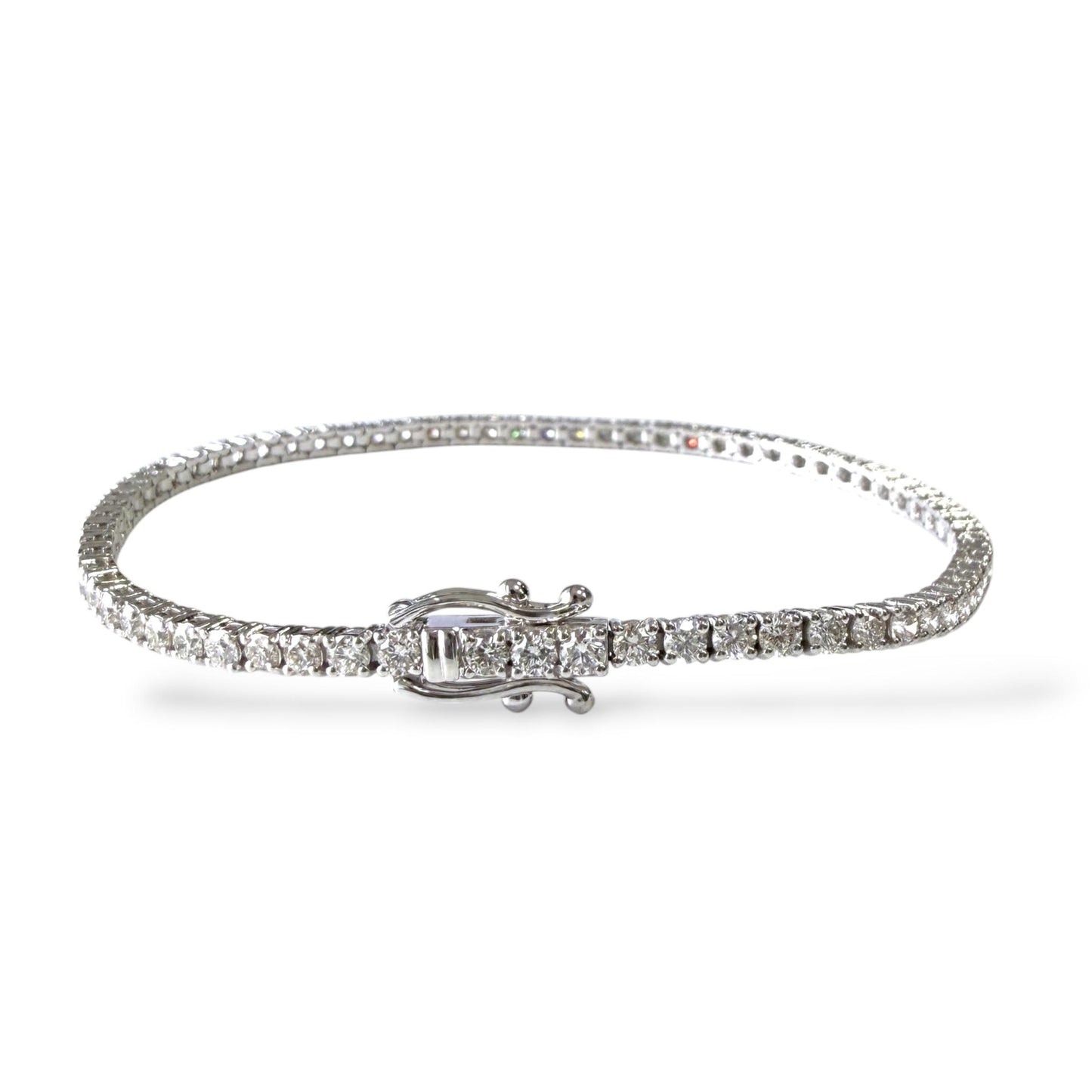 3.15 cttw. White Diamond Tennis Bracelet in 14k White Gold 7.24g. 7"