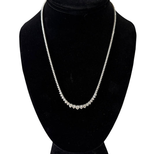 7.50cttw. White Diamond Graduated Necklace in 14k White Gold 18" 18.35g.
