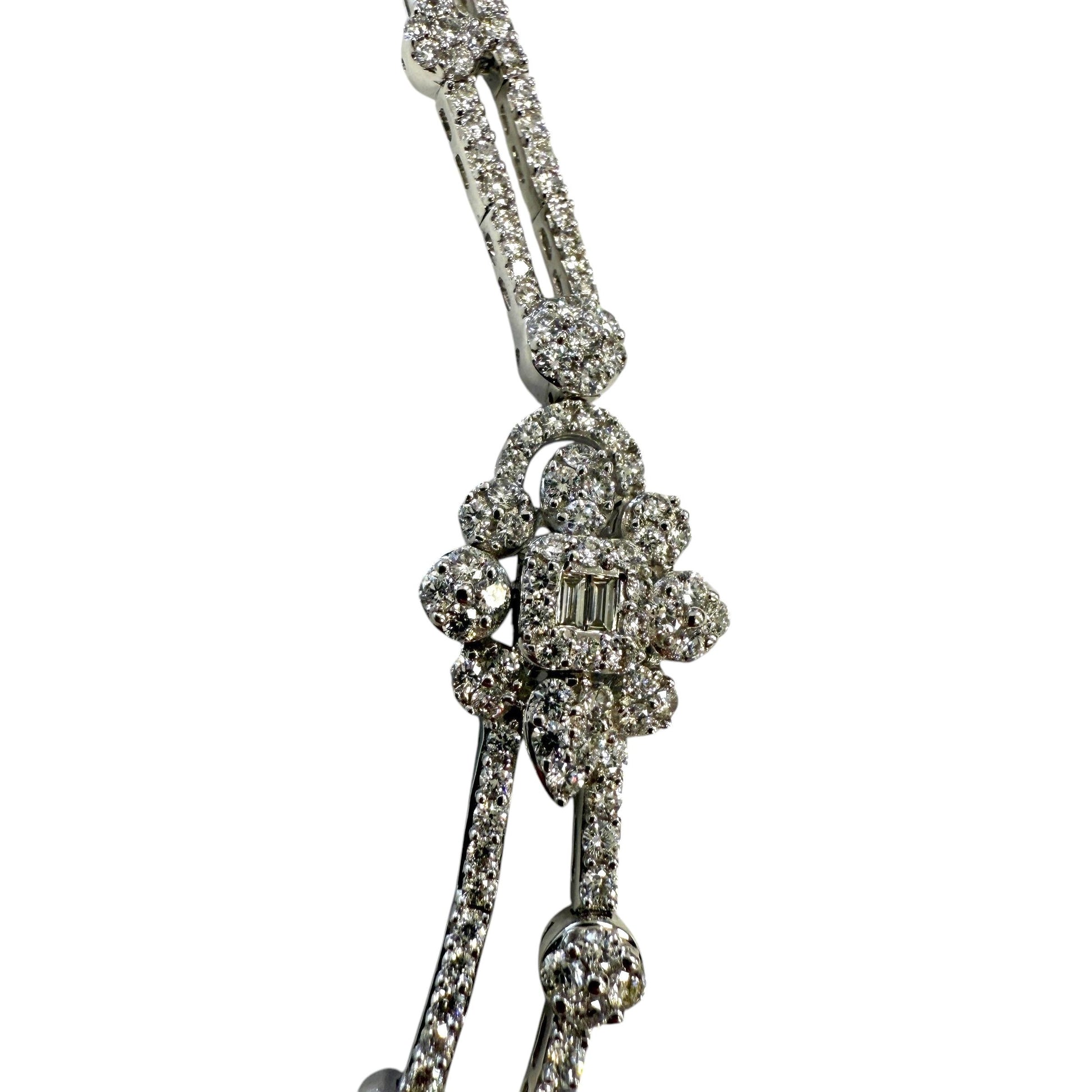 10.32 cttw. White Diamond Two Row Necklace in 18k White Gold 45.84g.
