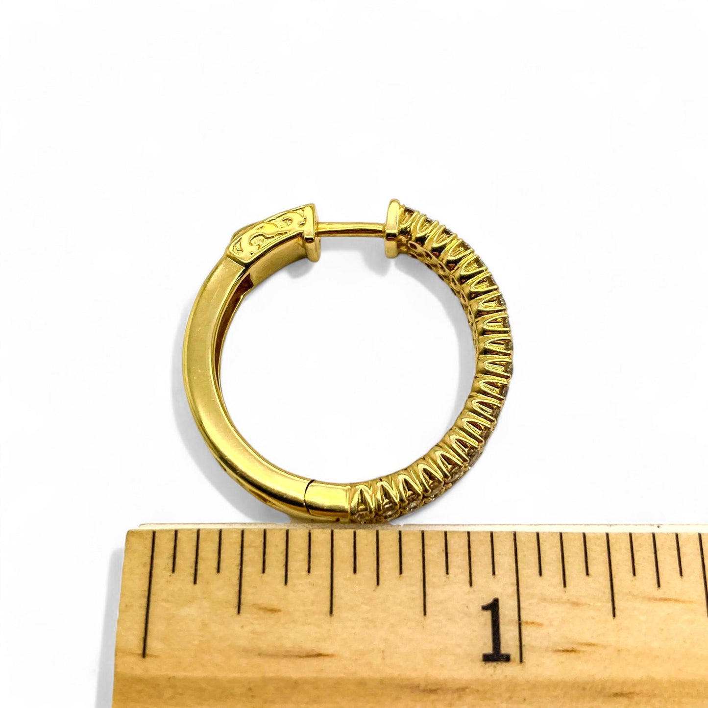 1.9 cttw Diamond Hoop Earrings in 14K Yellow Gold 11.4g