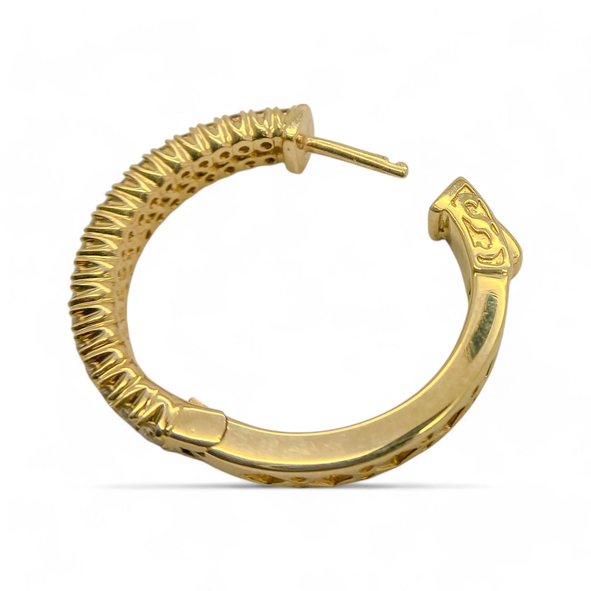 1.9 cttw Diamond Hoop Earrings in 14K Yellow Gold 11.4g