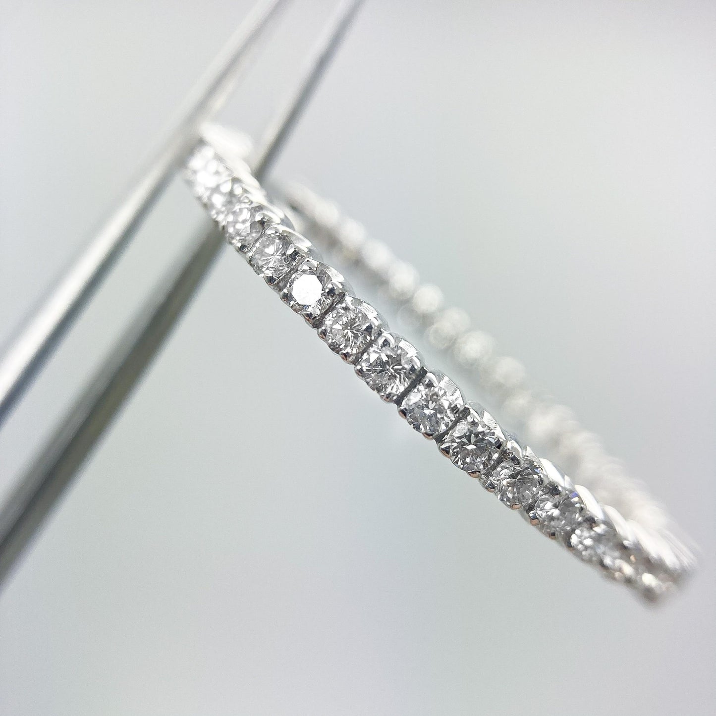 2.16 cttw Diamond Hoop Earrings in 18K White Gold 10.5g