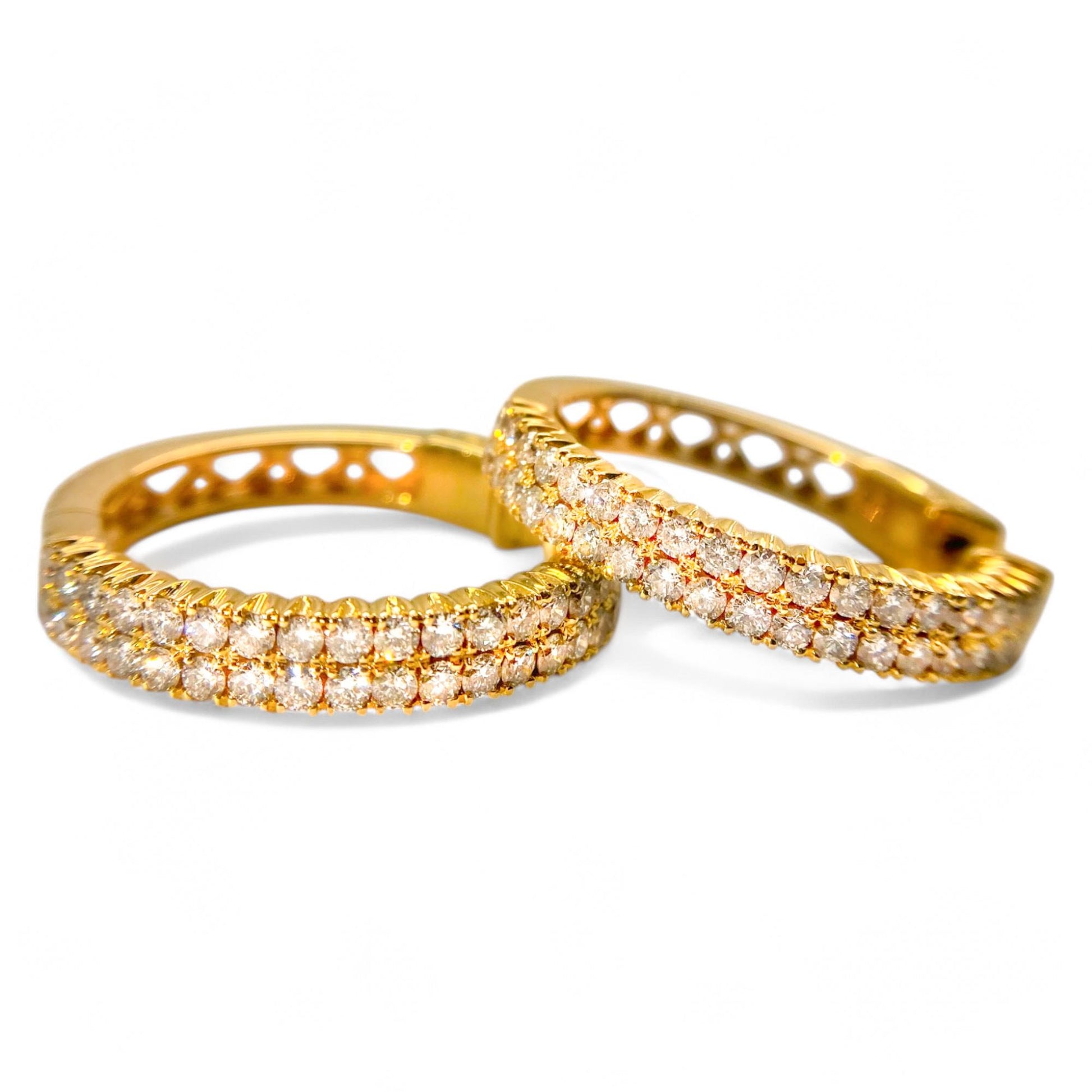 1.9 cttw Diamond Hoop Earrings in 14K Yellow Gold 11.4g