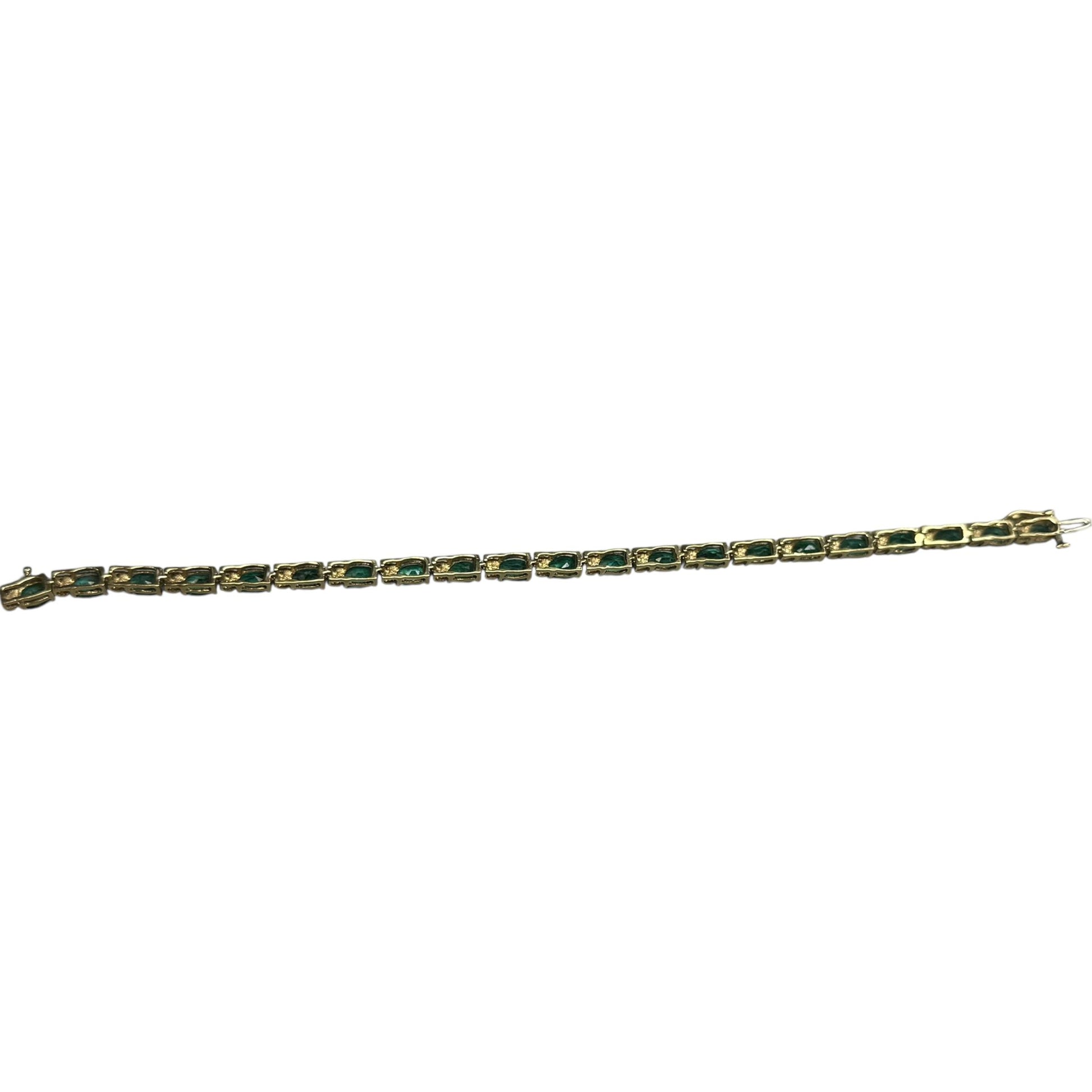 9.12cttw Green Emerald &  0.85cttw. White Diamond Bracelet in 14k Yellow Gold 7"