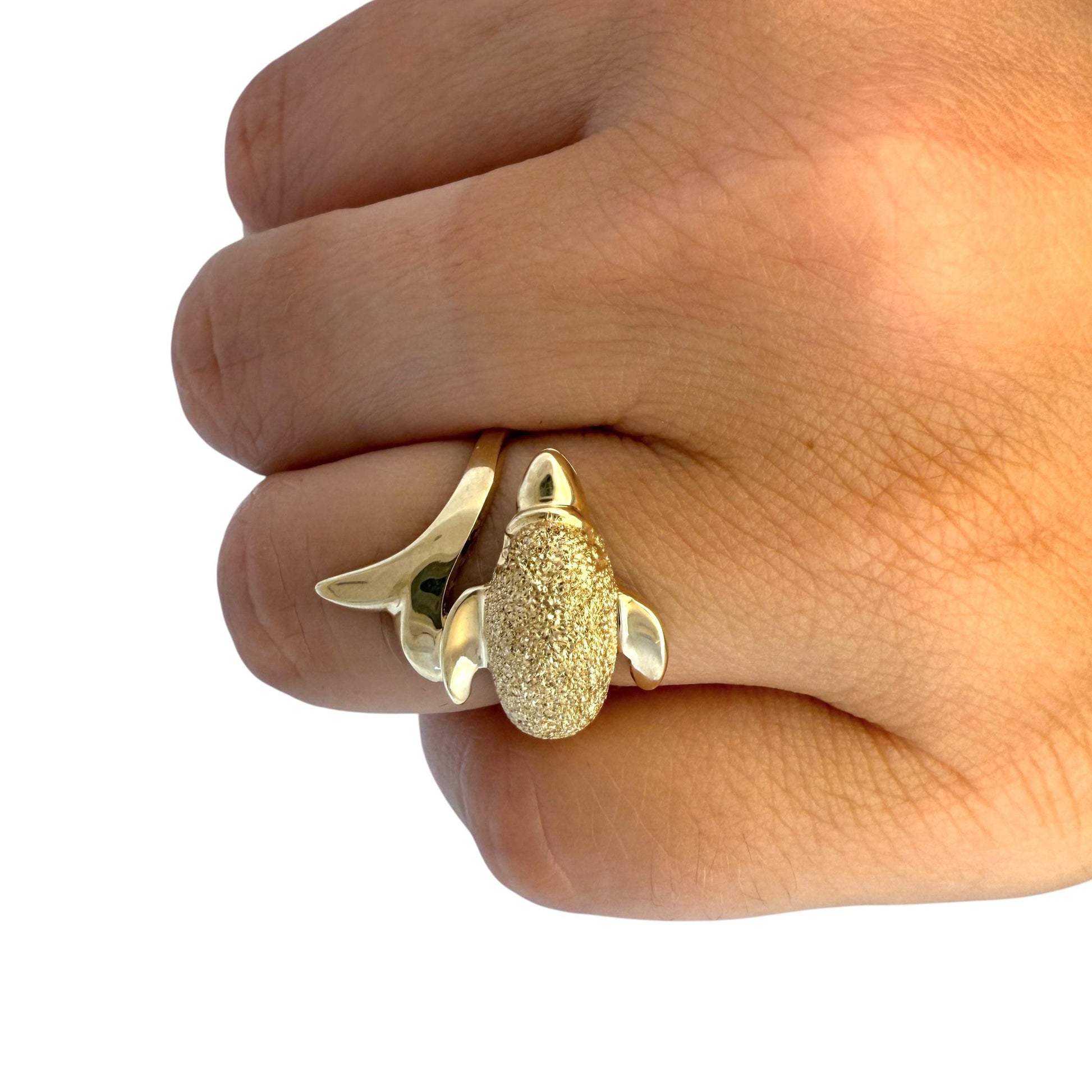 14k Yellow Gold Dolphin Ring 6.75US 4.63g.