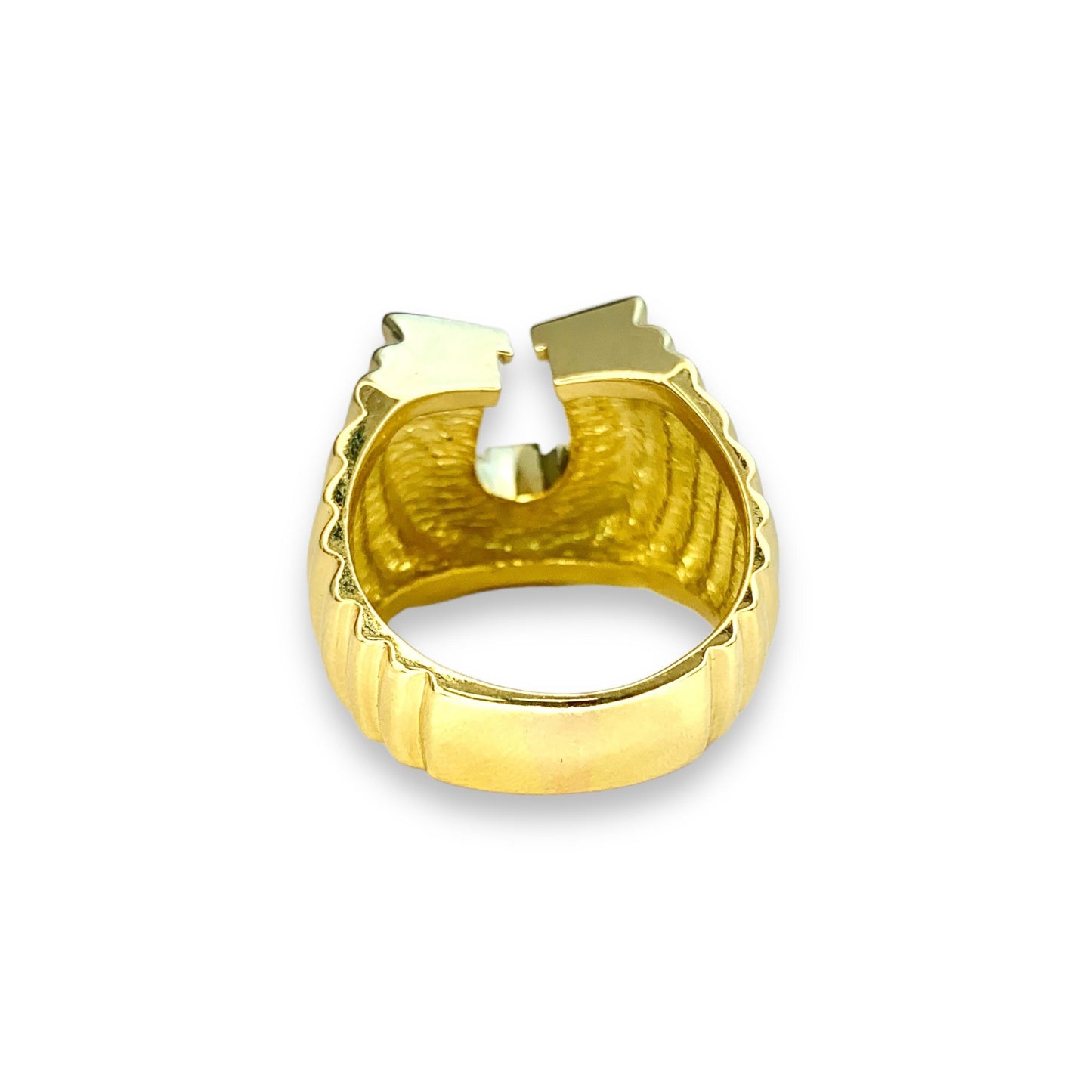 0.38 cttw. White Diamond Horseshoe Signet Ring in 18k Yellow Gold