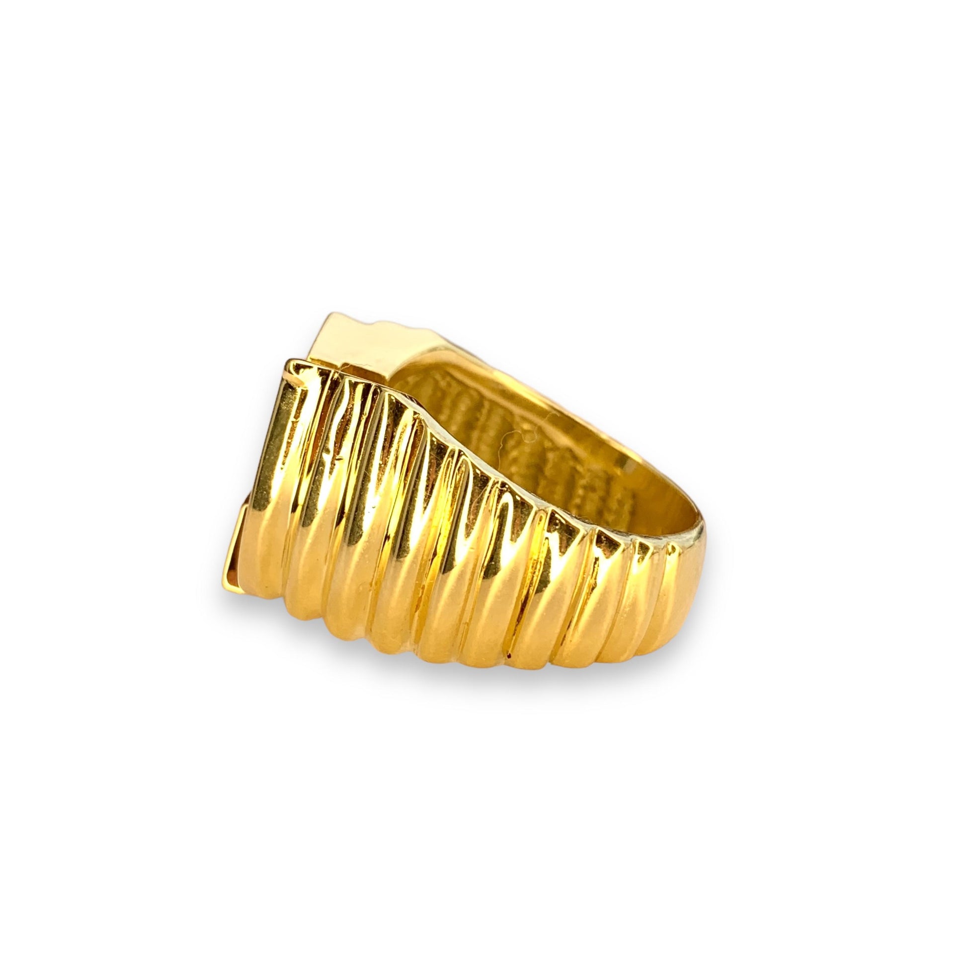 0.38 cttw. White Diamond Horseshoe Signet Ring in 18k Yellow Gold